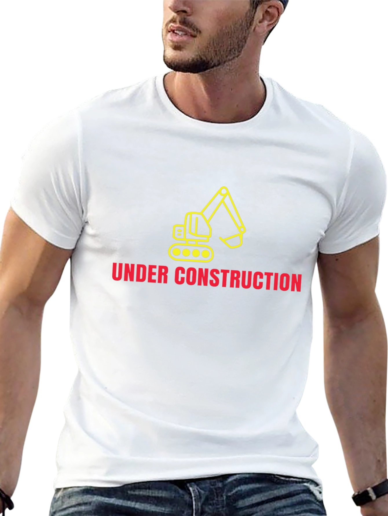 Under Construction Excavator Graphic T-Shirt