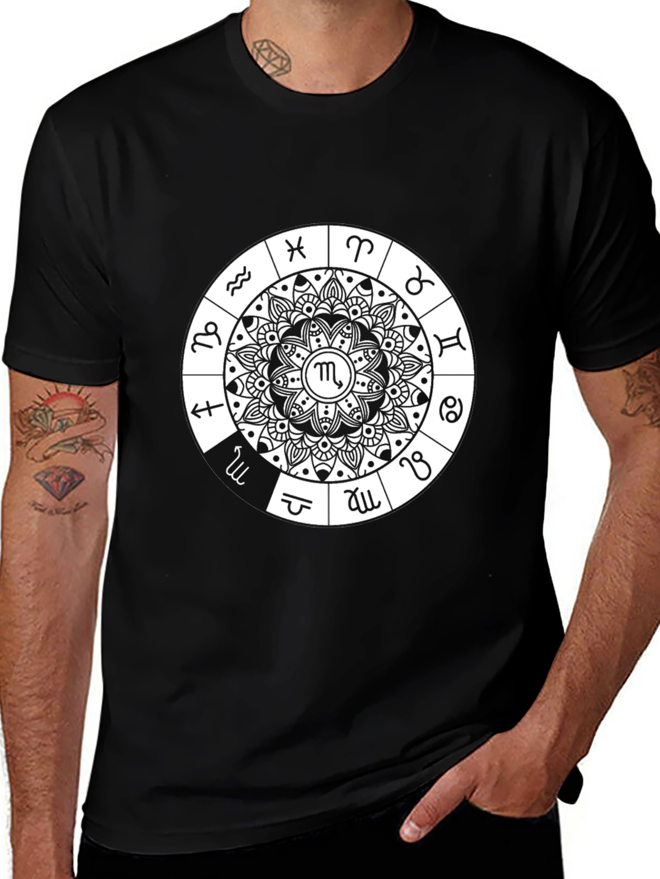 Zodiac Mandala T-Shirt - Stylish Astrology Design