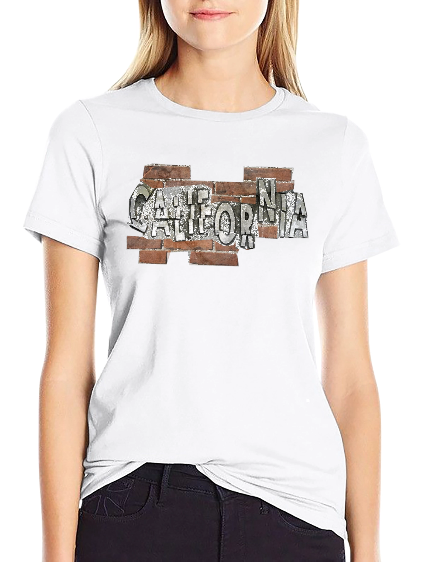 California Brick Wall Graphic Tee - Modern Style