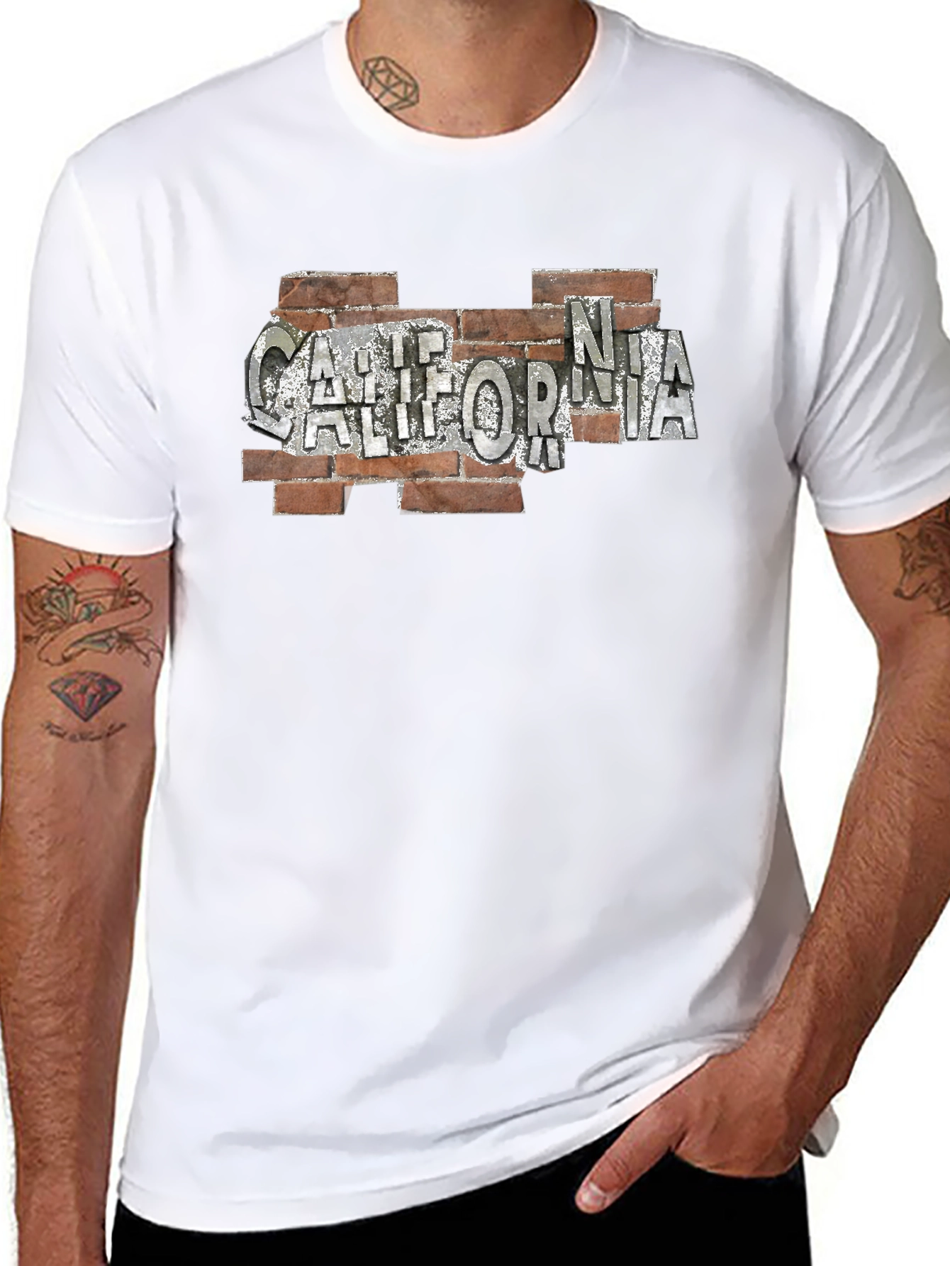 California Brick Wall Graphic Tee - Modern Style