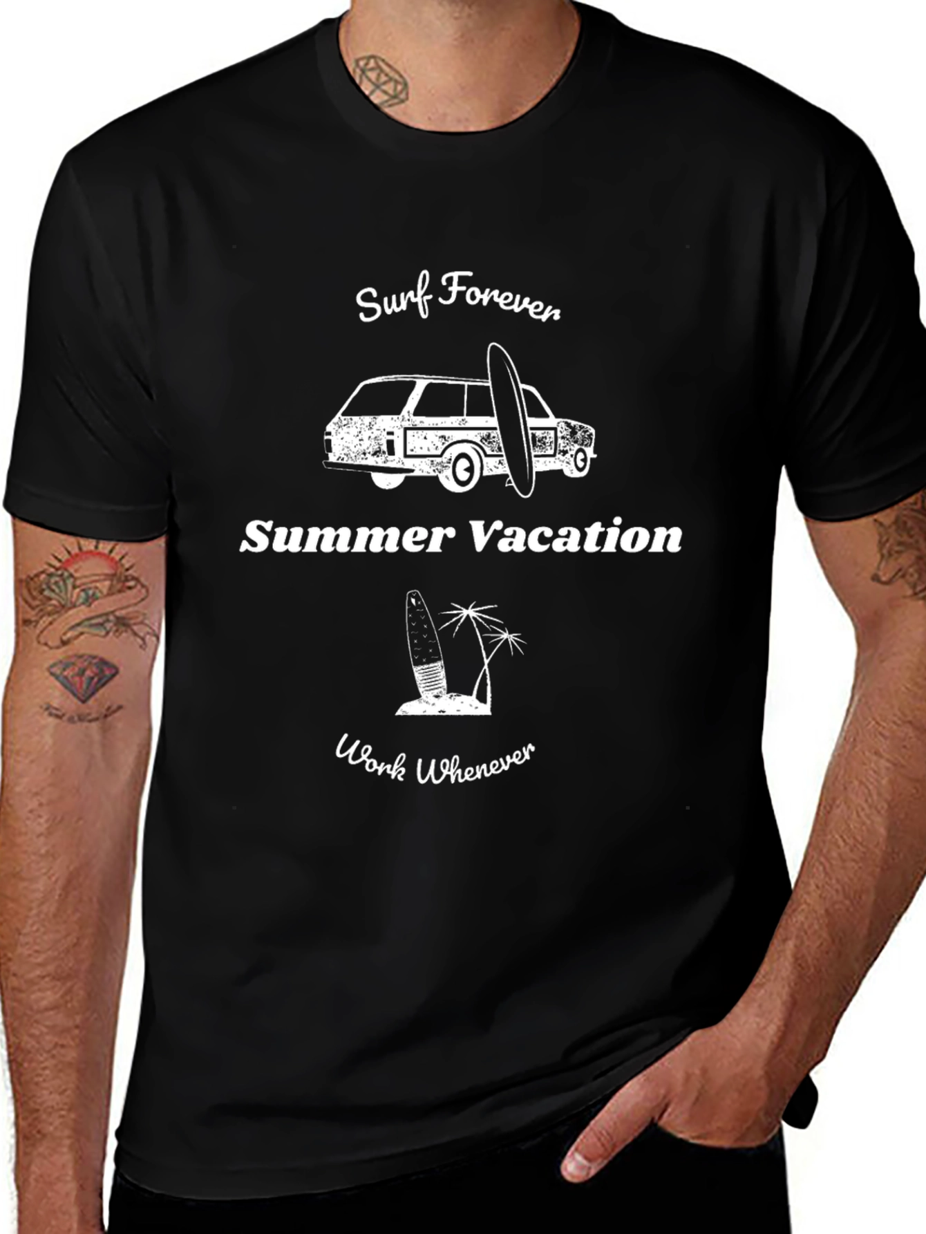 Surf Forever Black Graphic T-Shirt