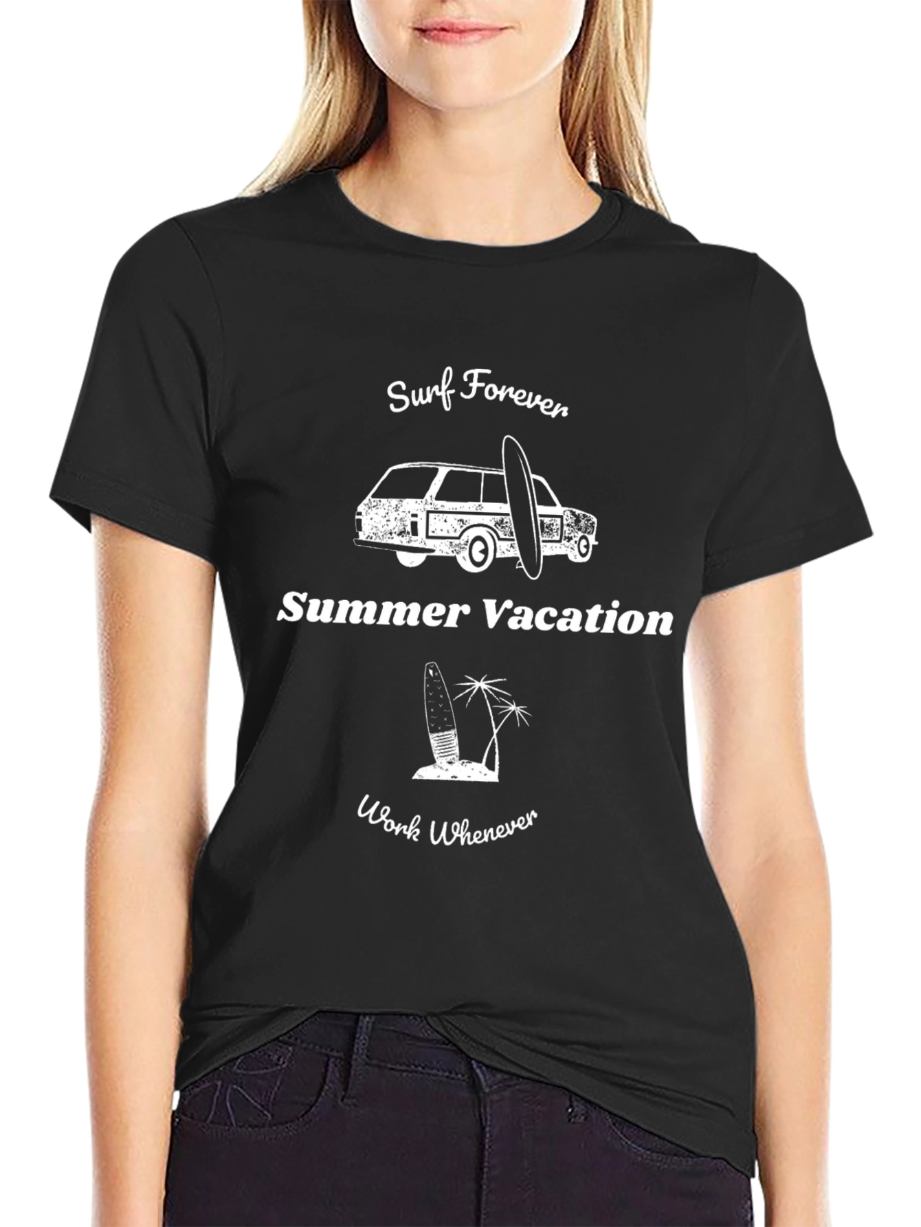 Surf Forever Black Graphic T-Shirt