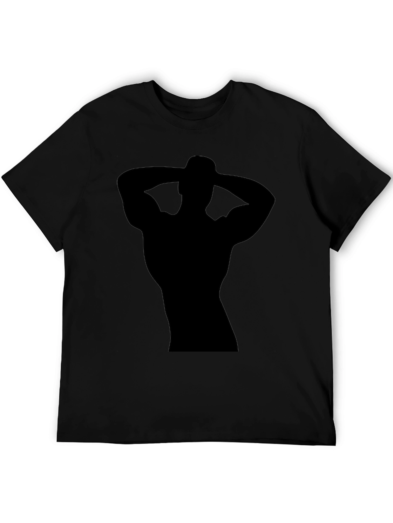 Mens Black T-Shirt with Muscled Silhouette Graphic