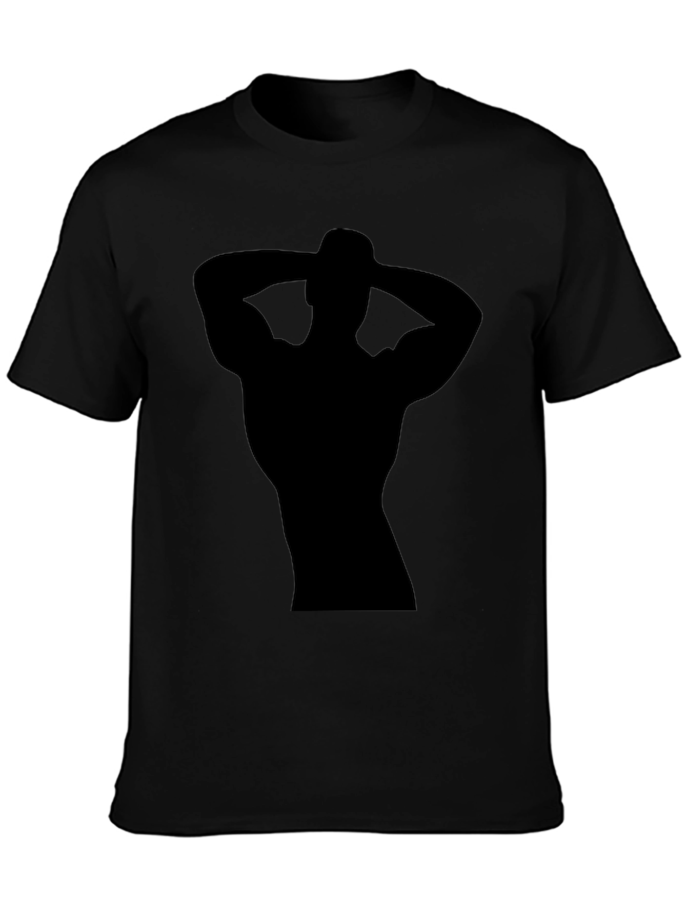 Mens Black T-Shirt with Muscled Silhouette Graphic