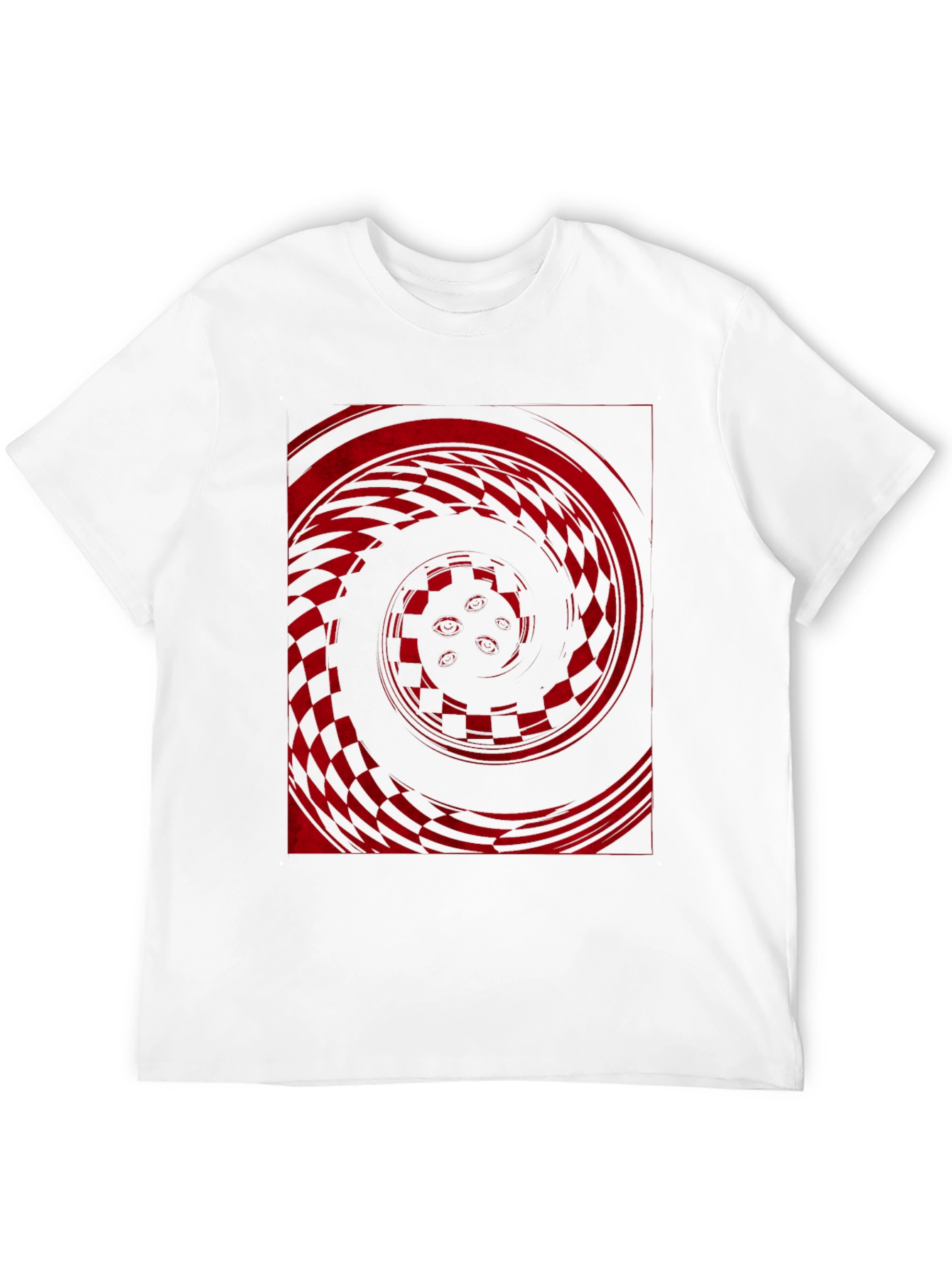 Red Vortex Graphic Print Black Tee