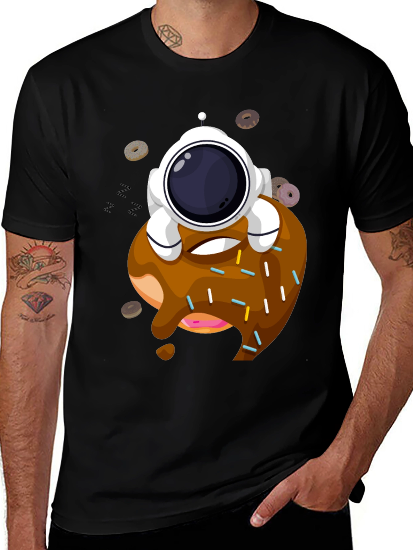 Astronaut Donut T-Shirt - Black Cotton Tee