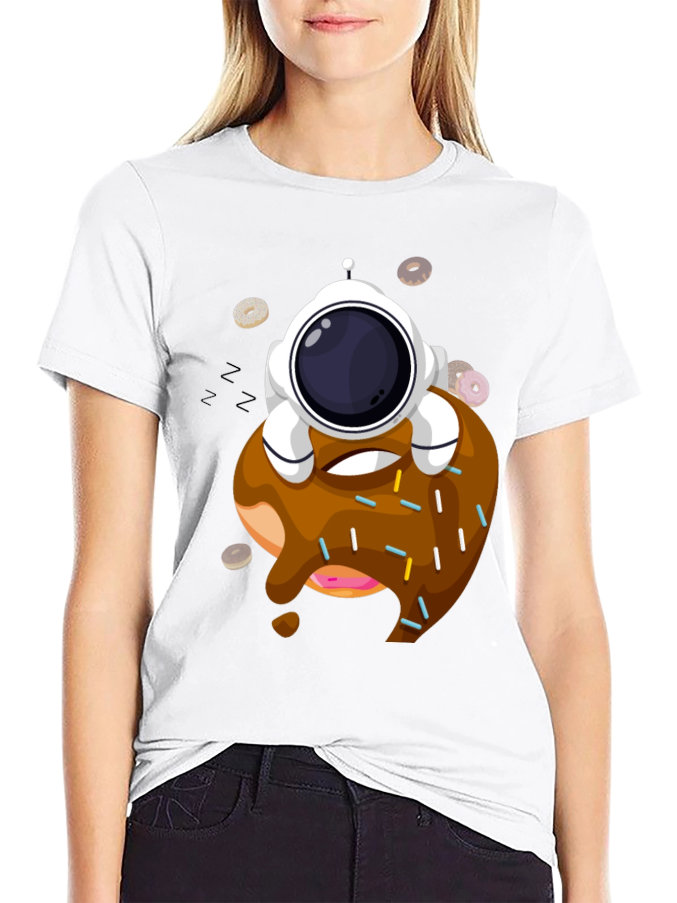 Astronaut Donut T-Shirt - Black Cotton Tee