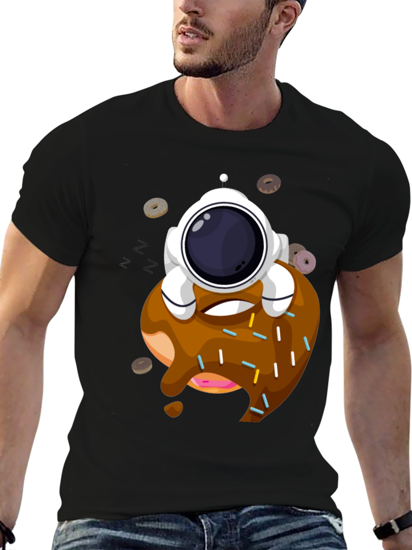 Astronaut Donut T-Shirt - Black Cotton Tee