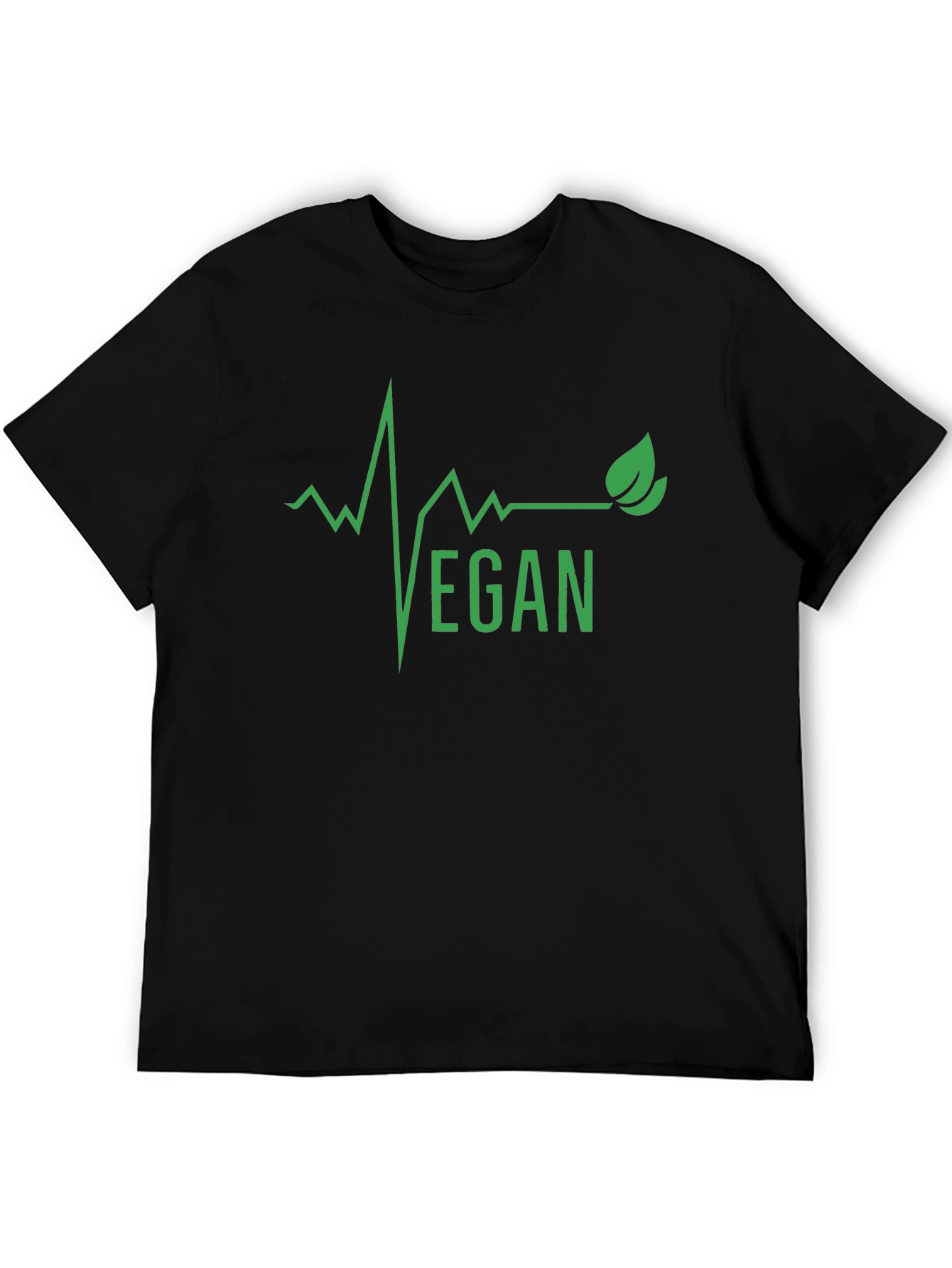 Vegan Heartbeat Graphic Tee - Black Cotton T-Shirt
