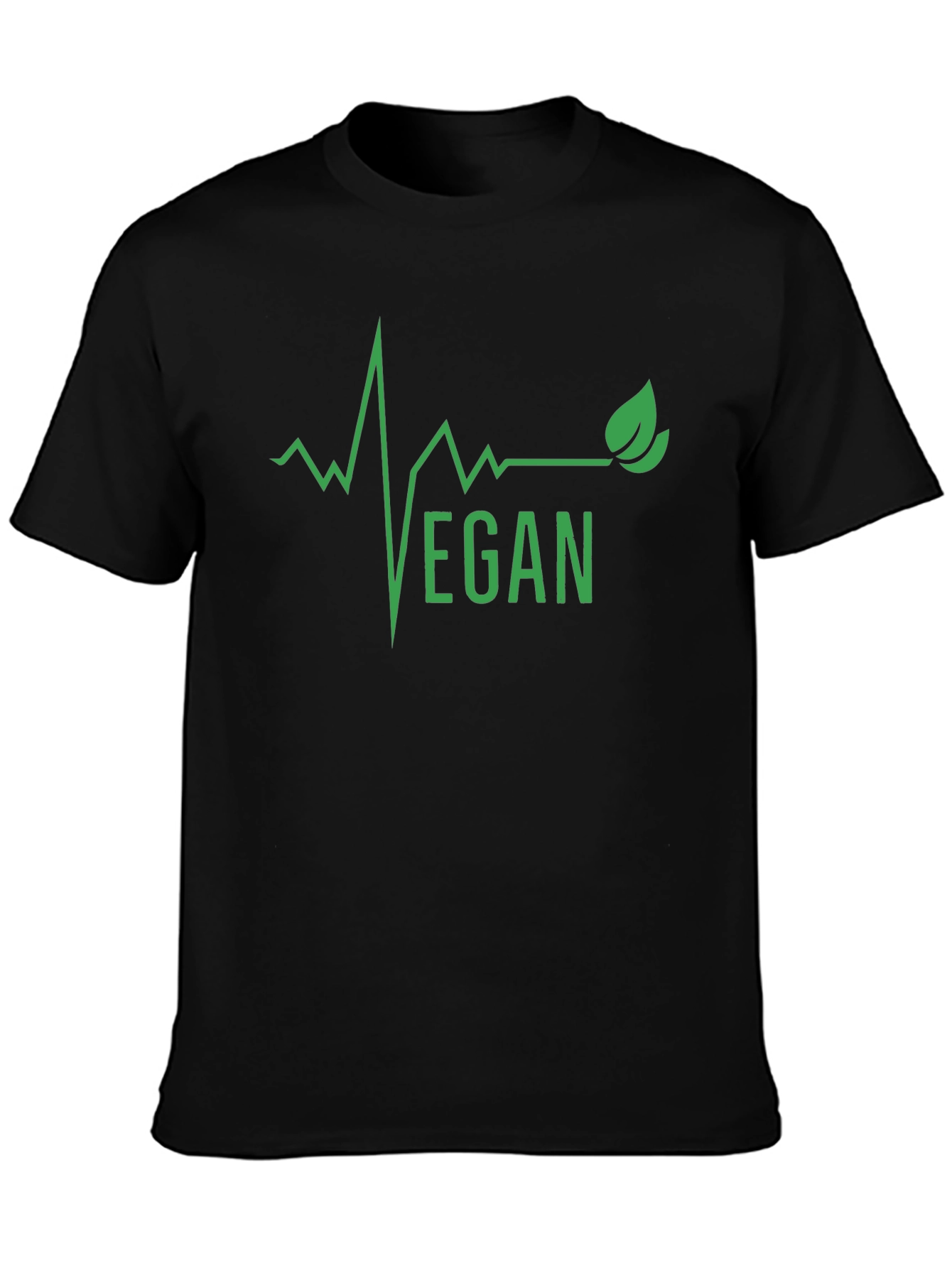 Vegan Heartbeat Graphic Tee - Black Cotton T-Shirt