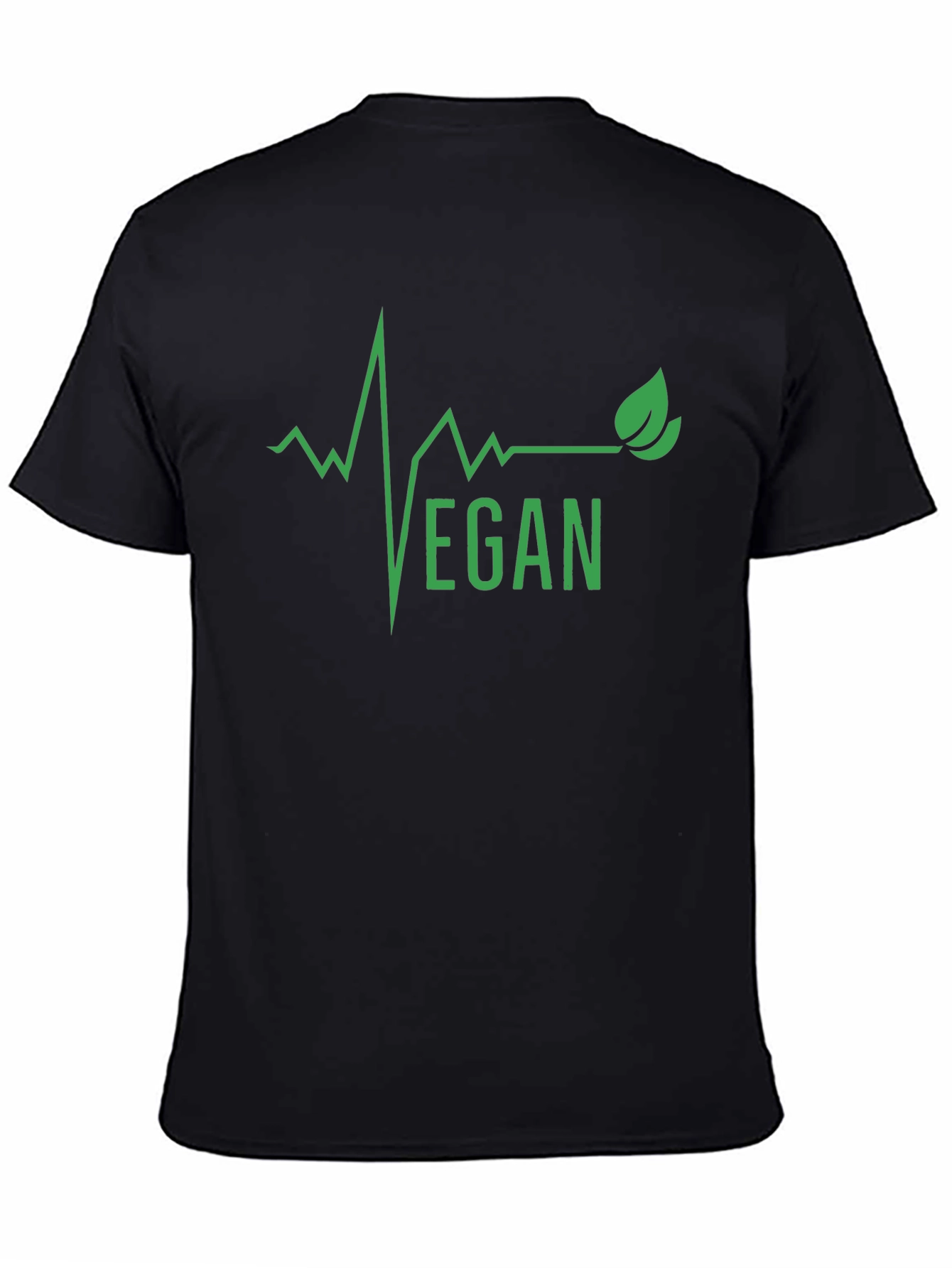Vegan Heartbeat Graphic Tee - Black Cotton T-Shirt