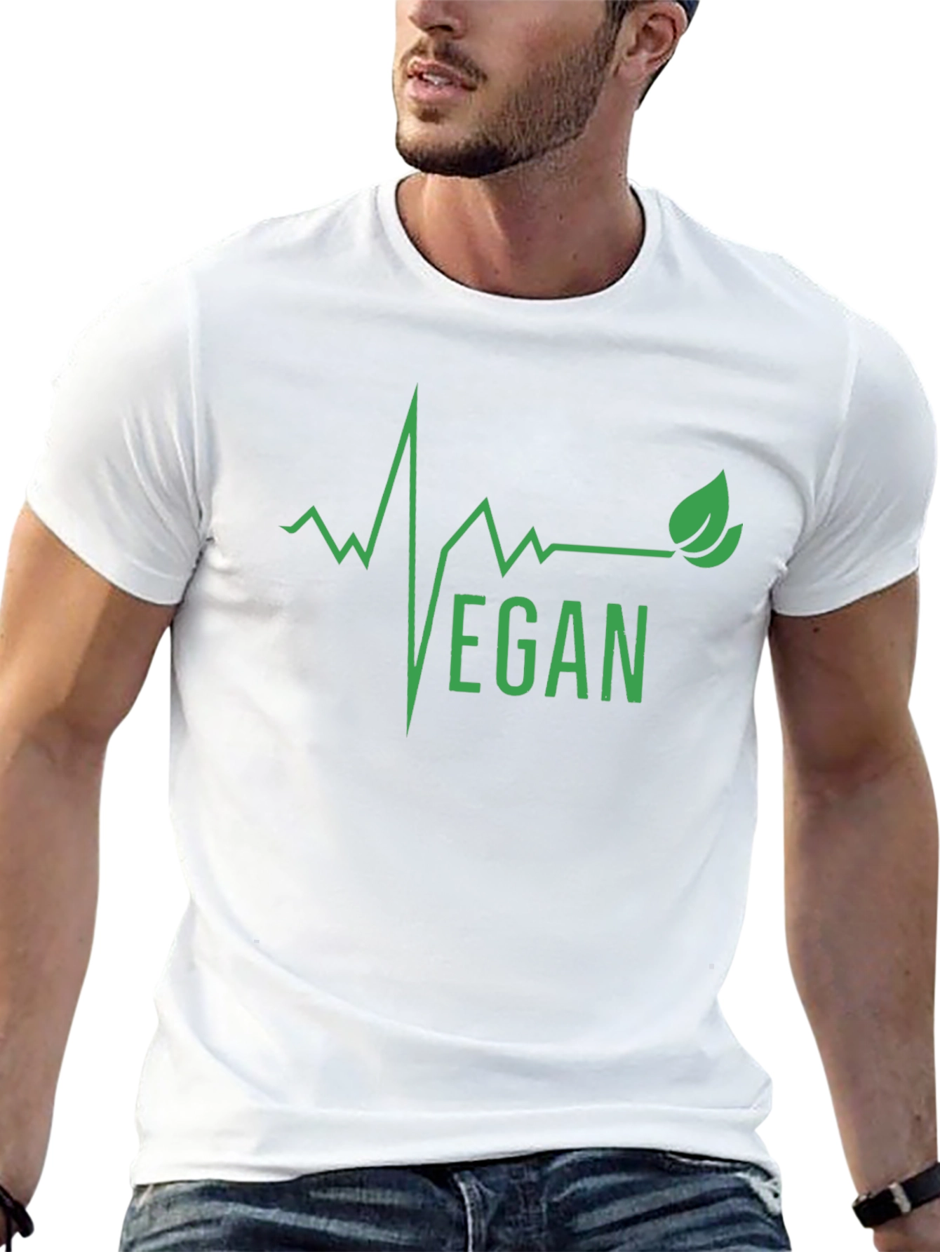 Vegan Heartbeat Graphic Tee - Black Cotton T-Shirt