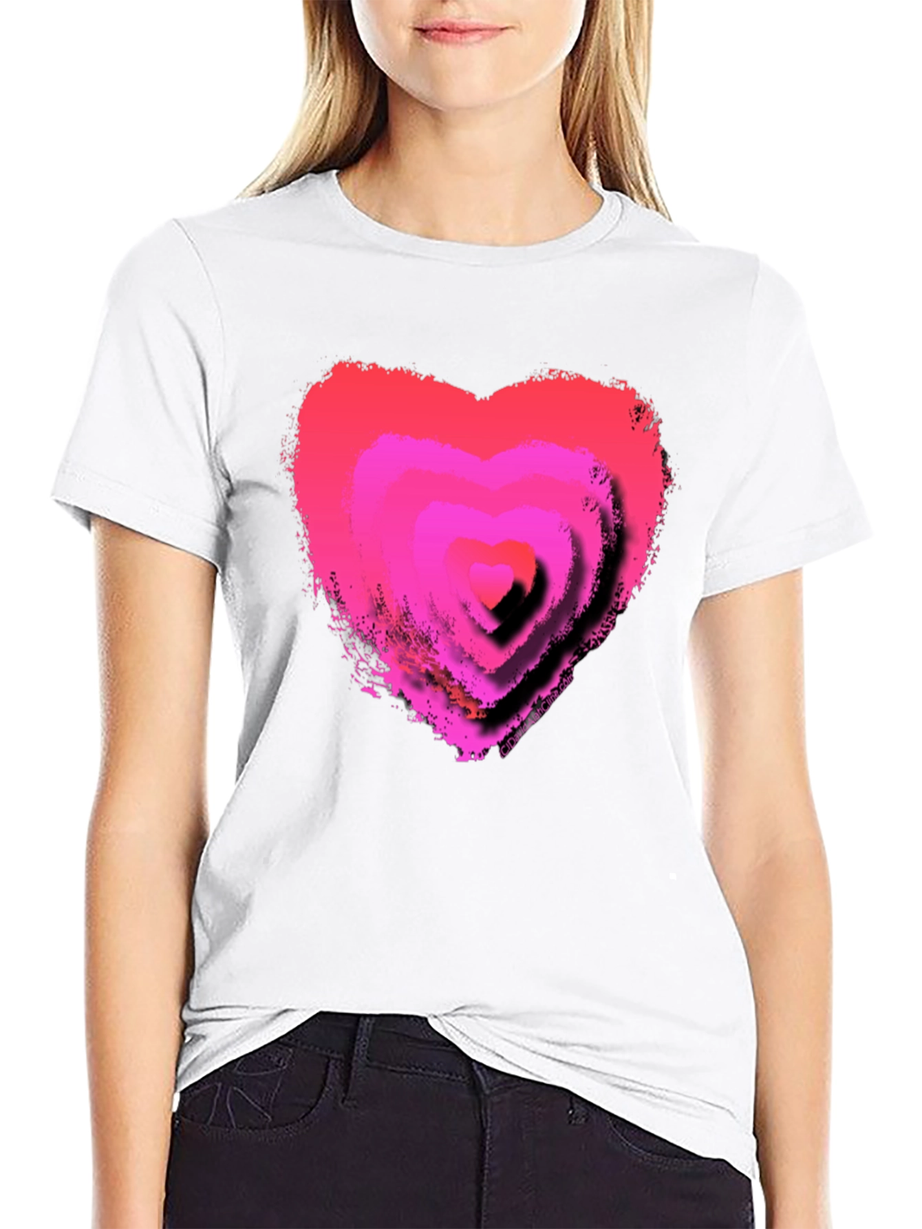 Pink Heart Graphic T-Shirt - Trendy Casual Tee
