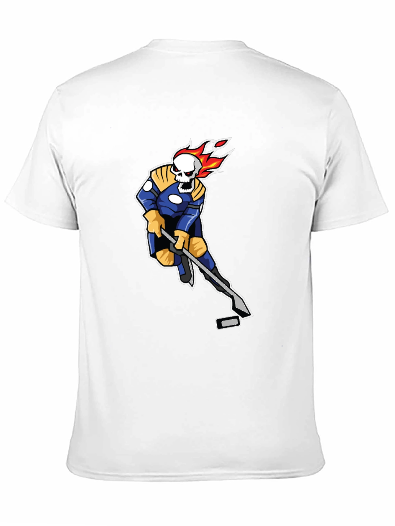 Fiery Hockey Skeleton Black T-Shirt