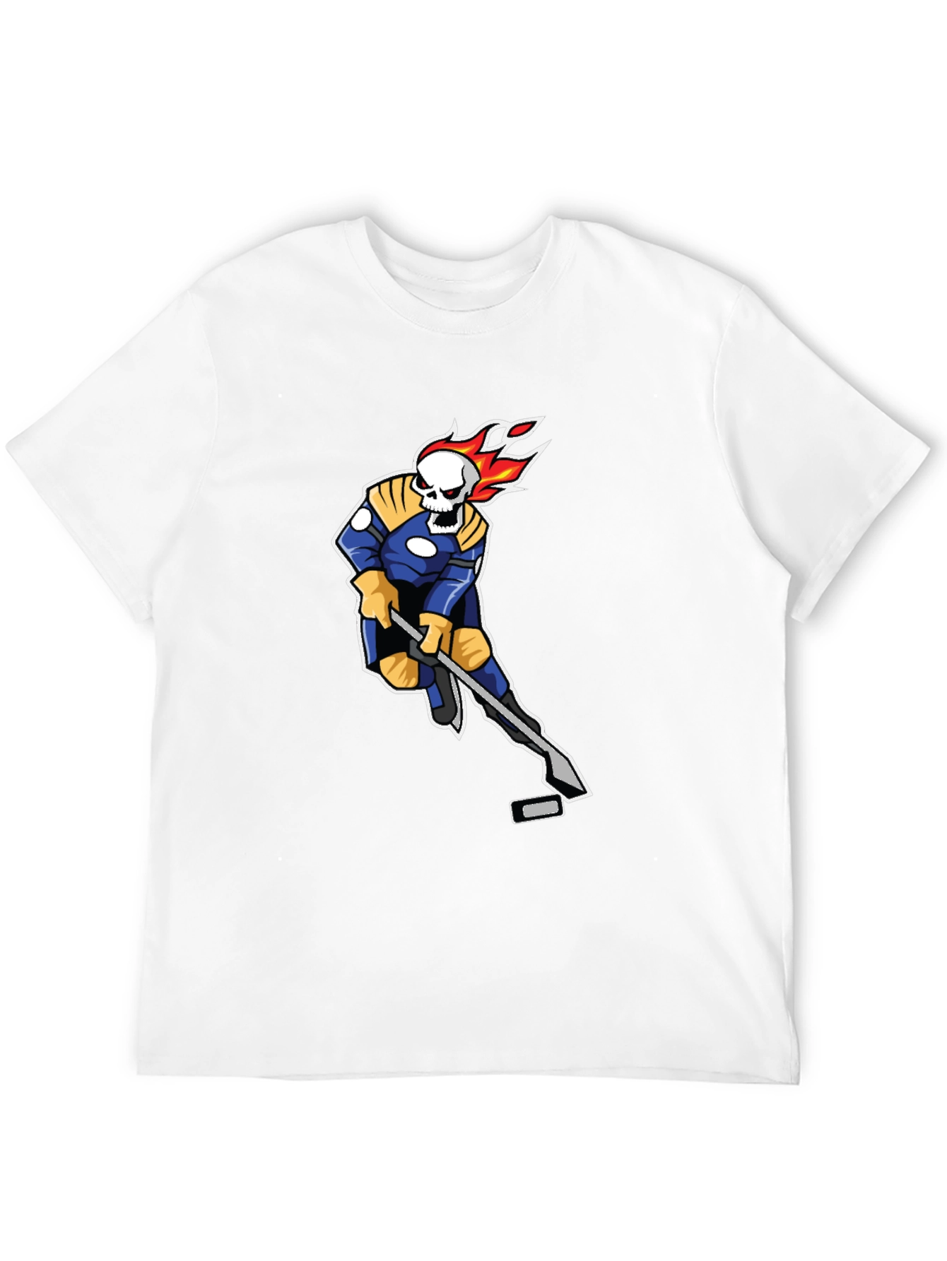 Fiery Hockey Skeleton Black T-Shirt