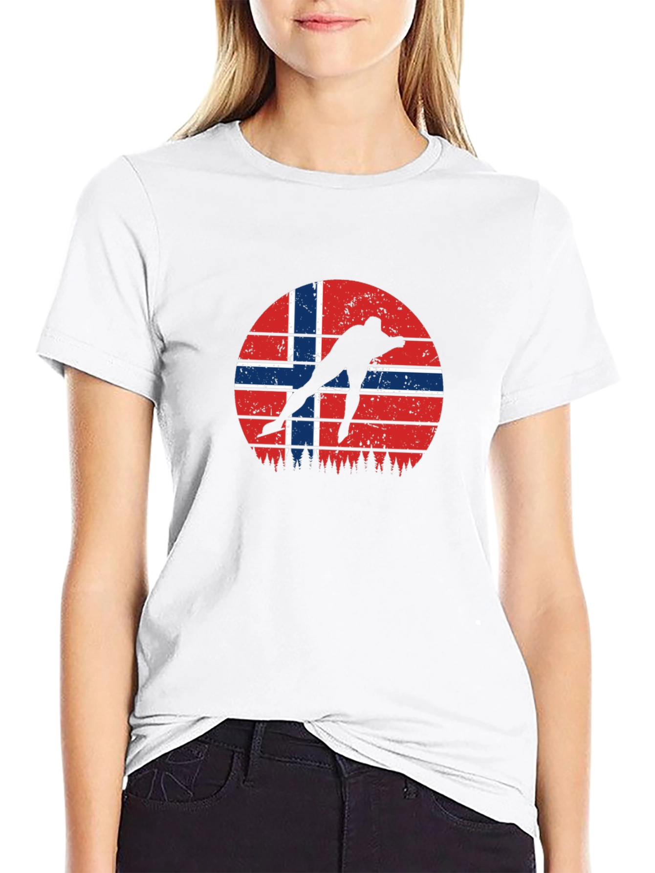 Norway Flag Skater Graphic Black T-Shirt