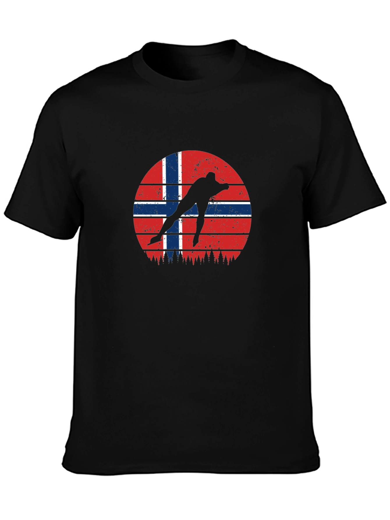 Norway Flag Skater Graphic Black T-Shirt