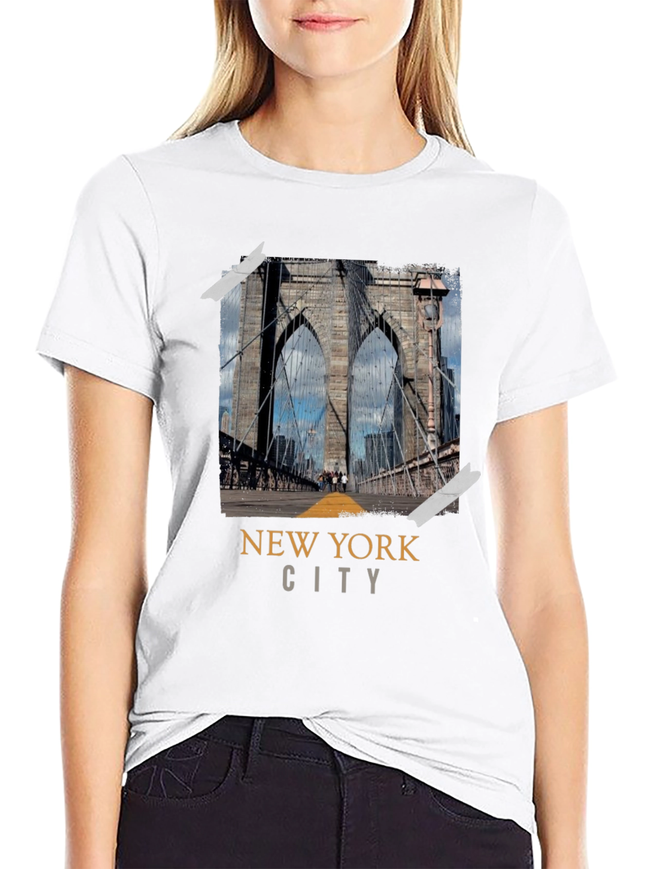 New York City Bridge Black Graphic T-Shirt
