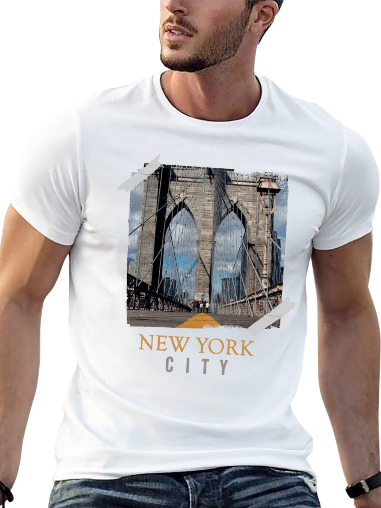 New York City Bridge Black Graphic T-Shirt