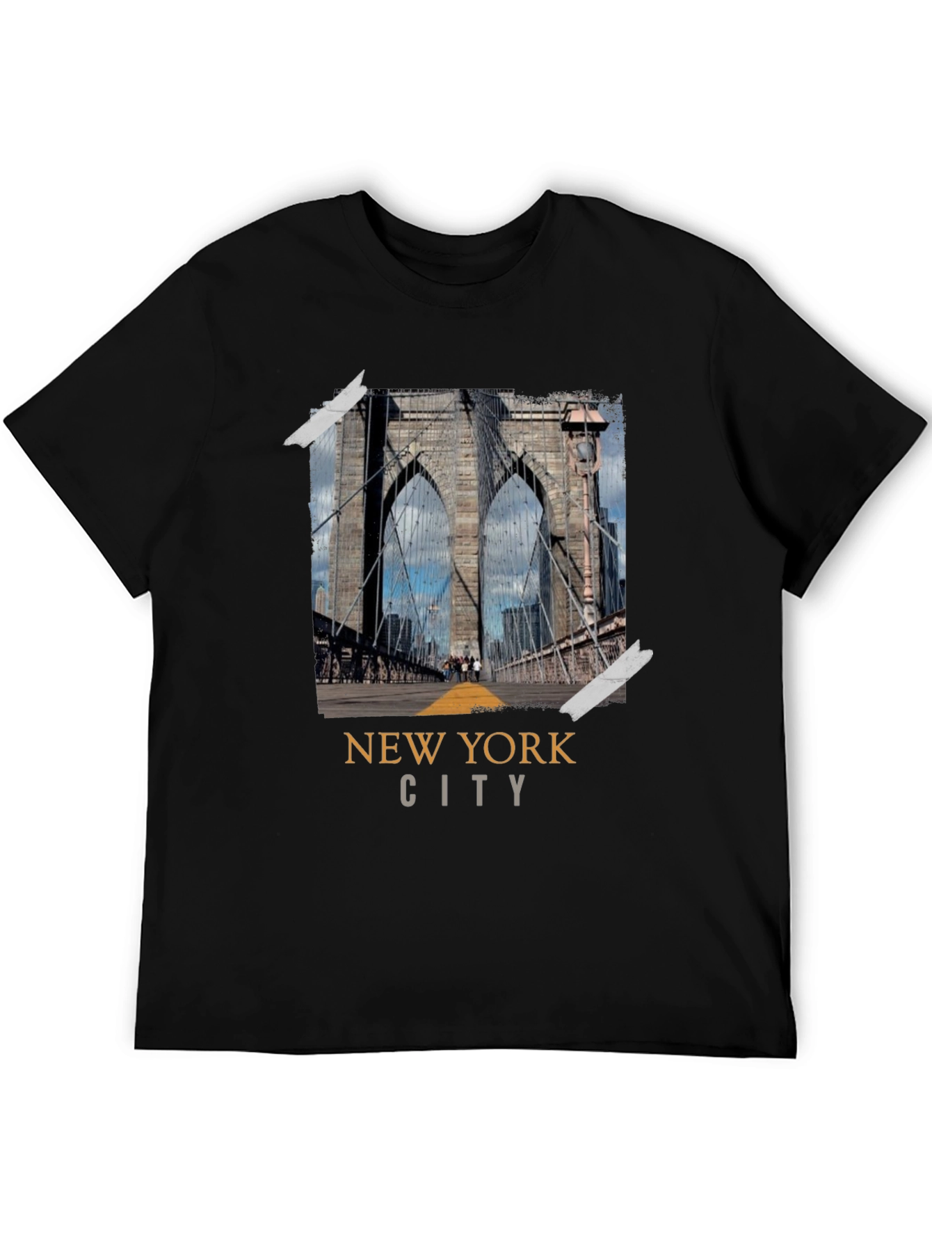 New York City Bridge Black Graphic T-Shirt