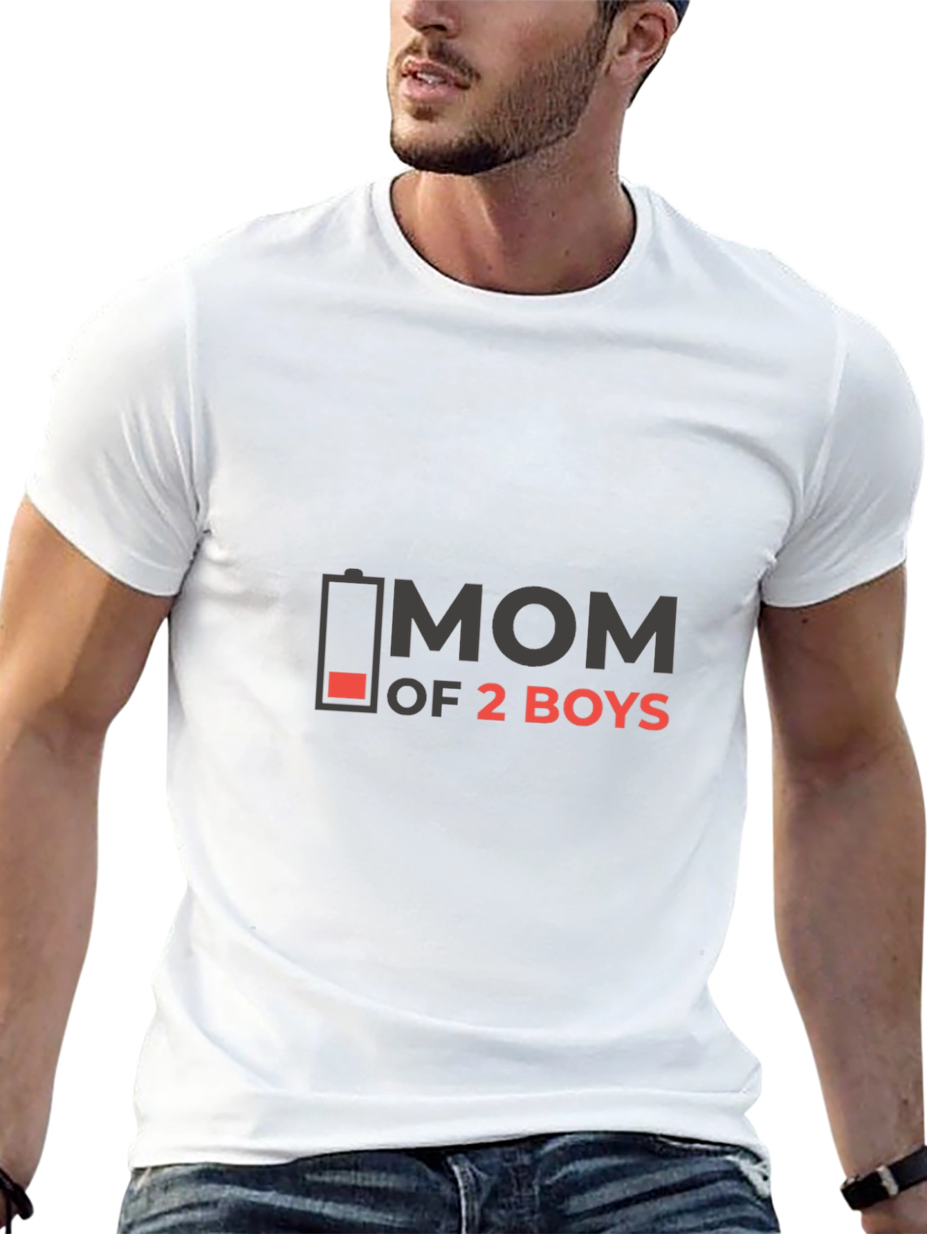 Mom of 2 Boys Graphic Tee - Low Battery