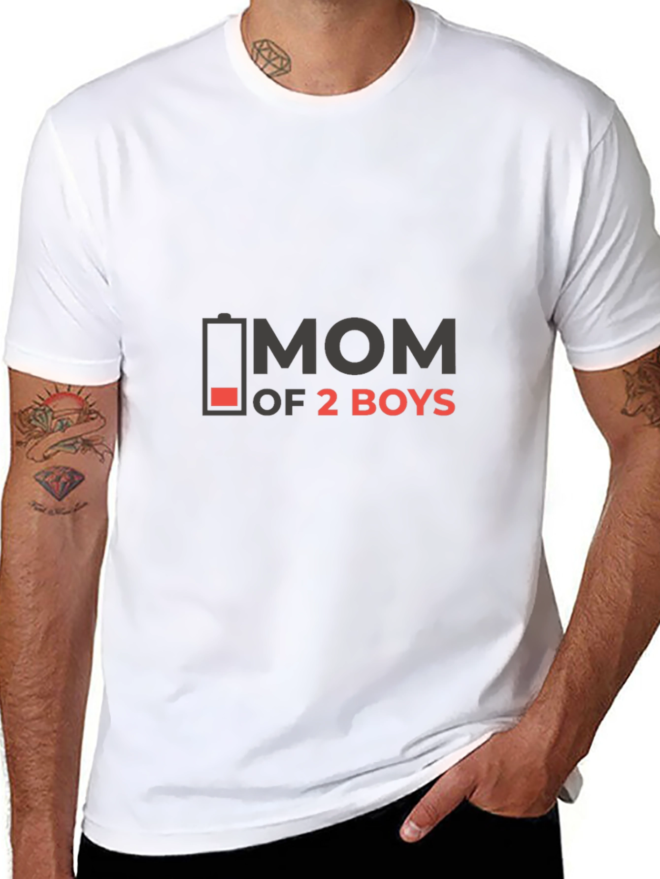 Mom of 2 Boys Graphic Tee - Low Battery
