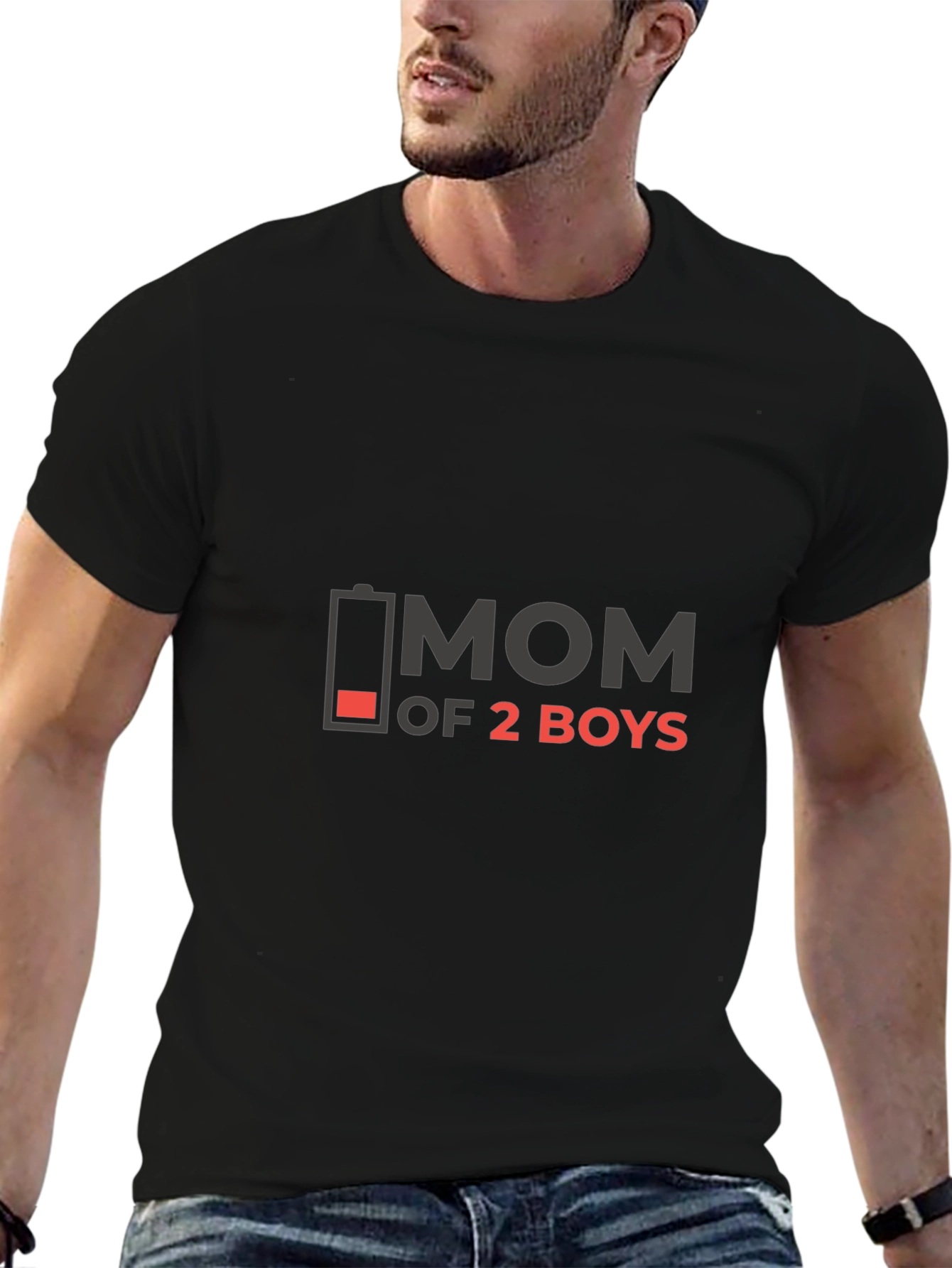 Mom of 2 Boys Graphic Tee - Low Battery