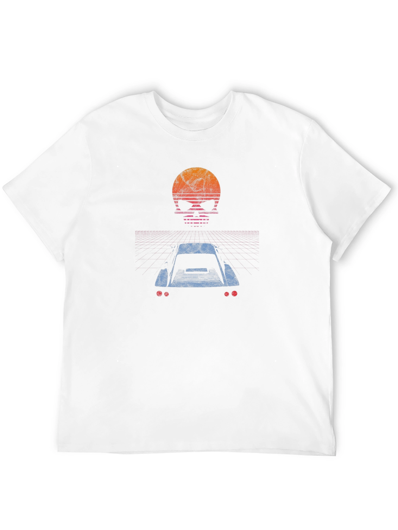 Retro Skull Car T-Shirt - Black