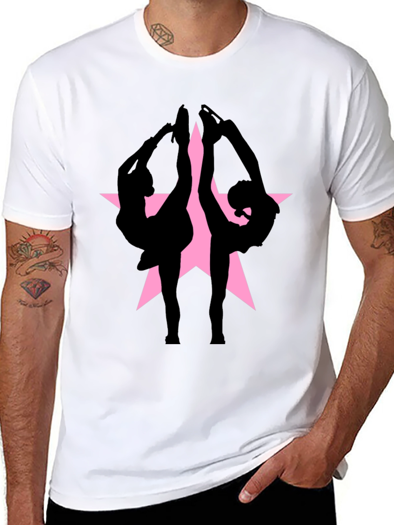Figure Skating Silhouette Star Graphic Tee - Black