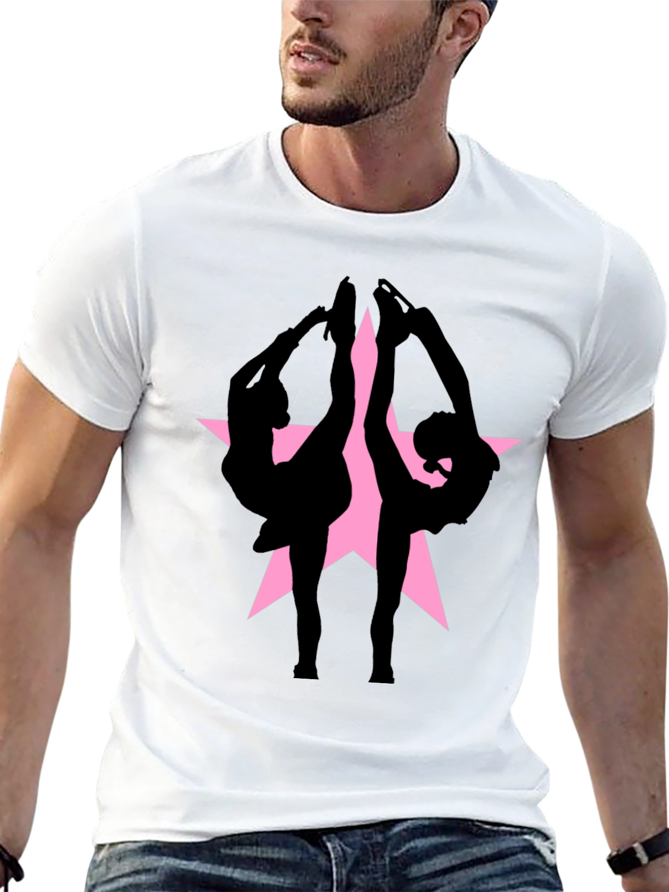 Figure Skating Silhouette Star Graphic Tee - Black