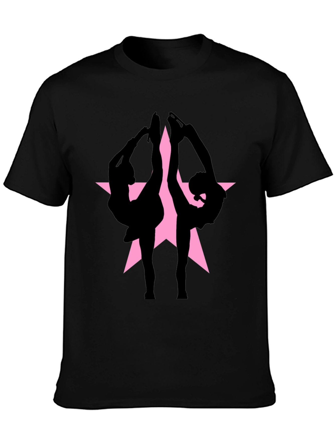 Figure Skating Silhouette Star Graphic Tee - Black