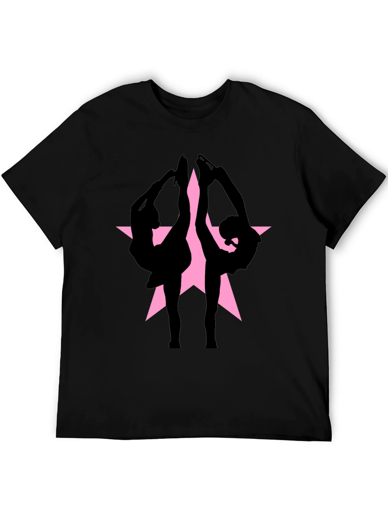 Figure Skating Silhouette Star Graphic Tee - Black