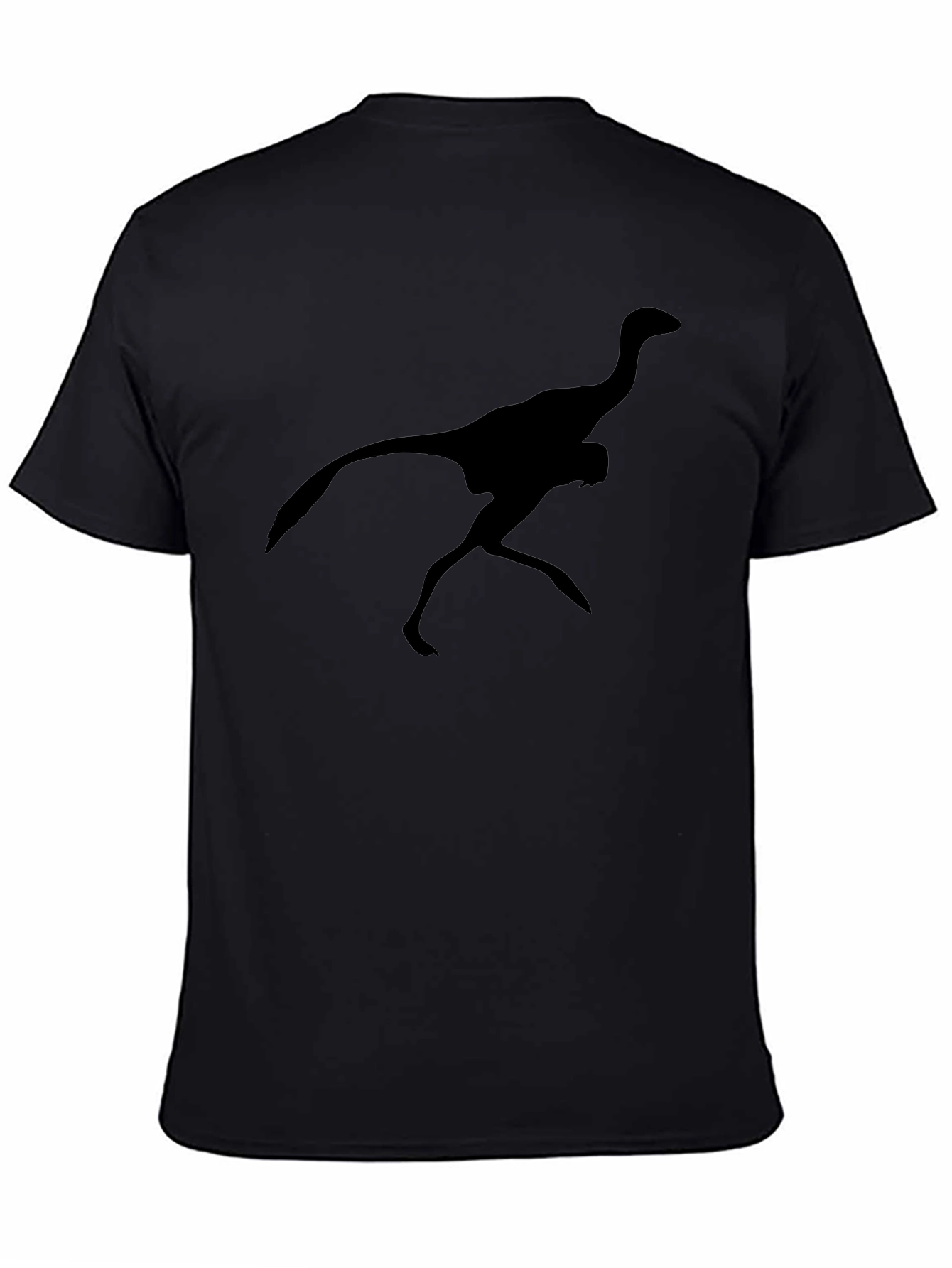 Black T-Shirt with Running Dinosaur Silhouette