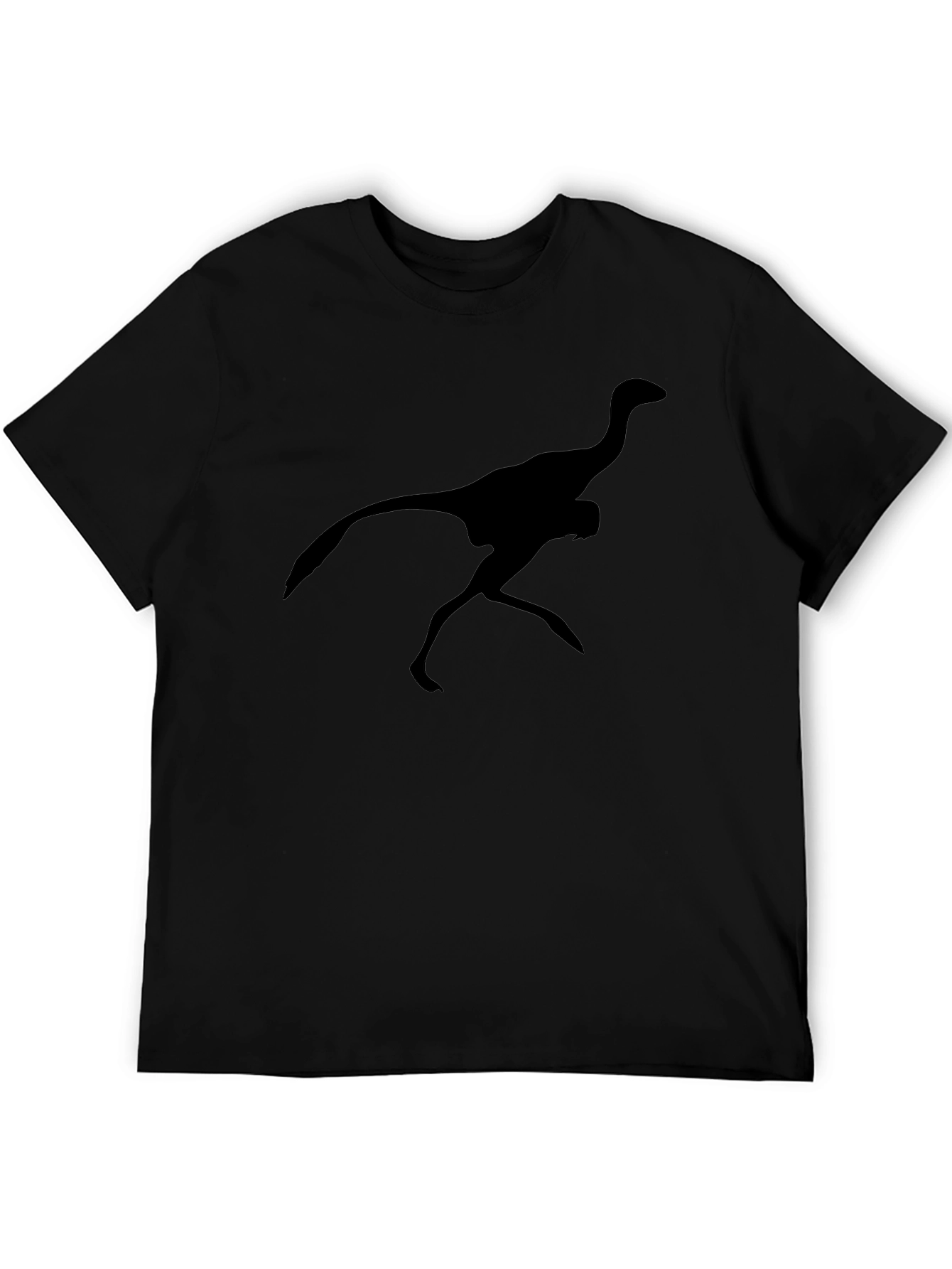Black T-Shirt with Running Dinosaur Silhouette