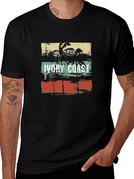 Ivory Coast Graphic Tee - Retro Palm Tree Design