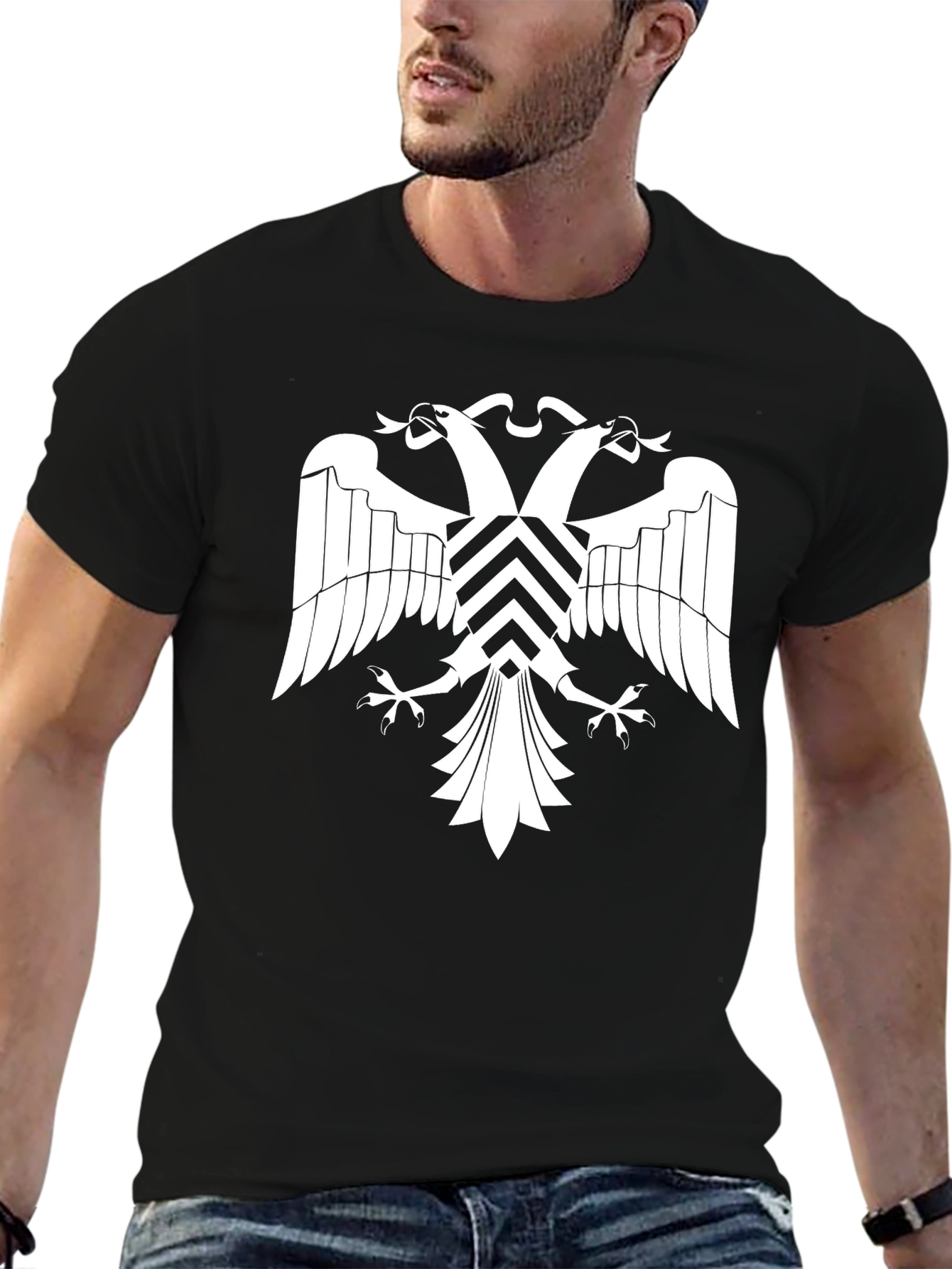 Black T-Shirt with Double Headed Eagle Graphic