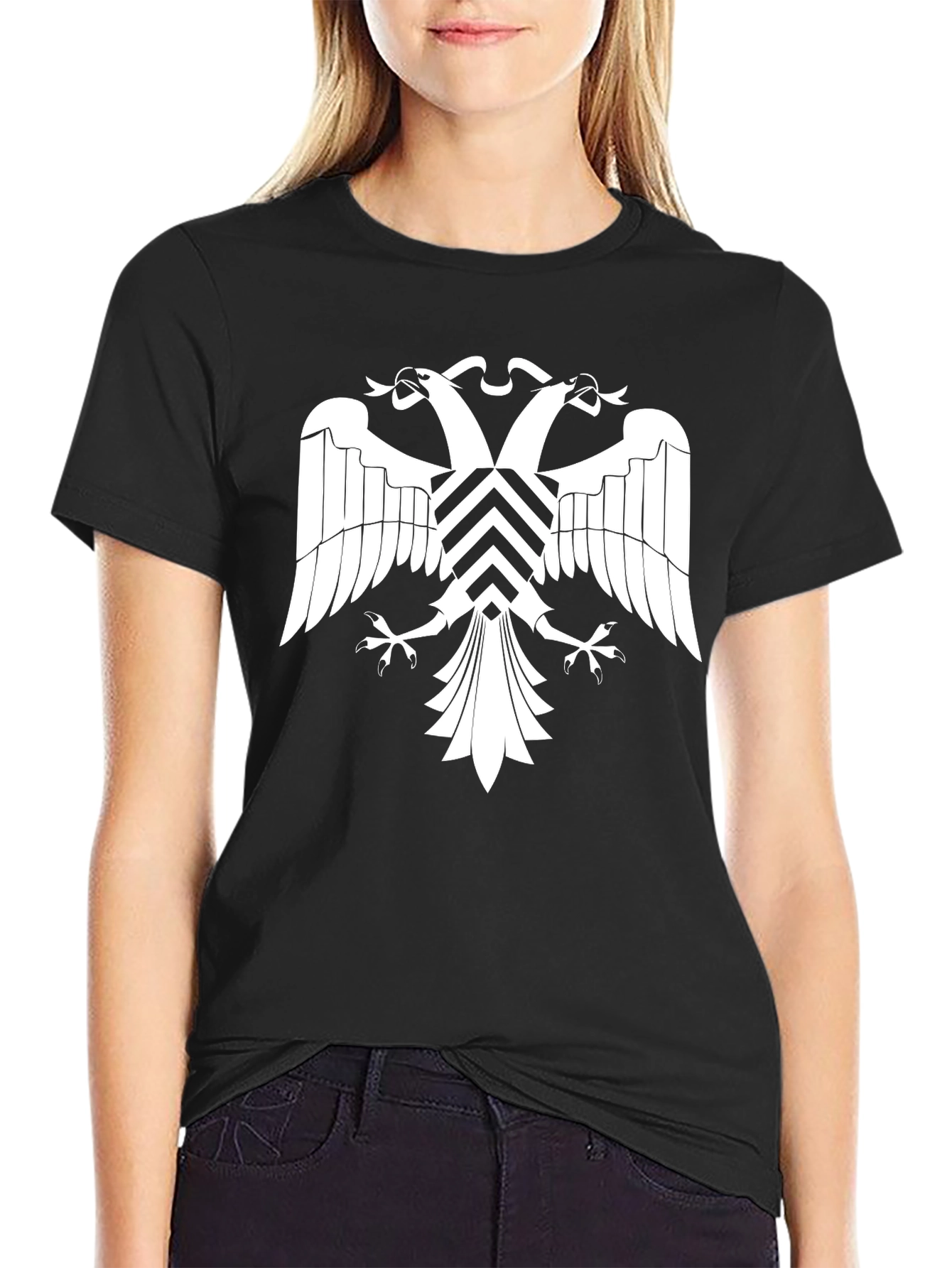 Black T-Shirt with Double Headed Eagle Graphic