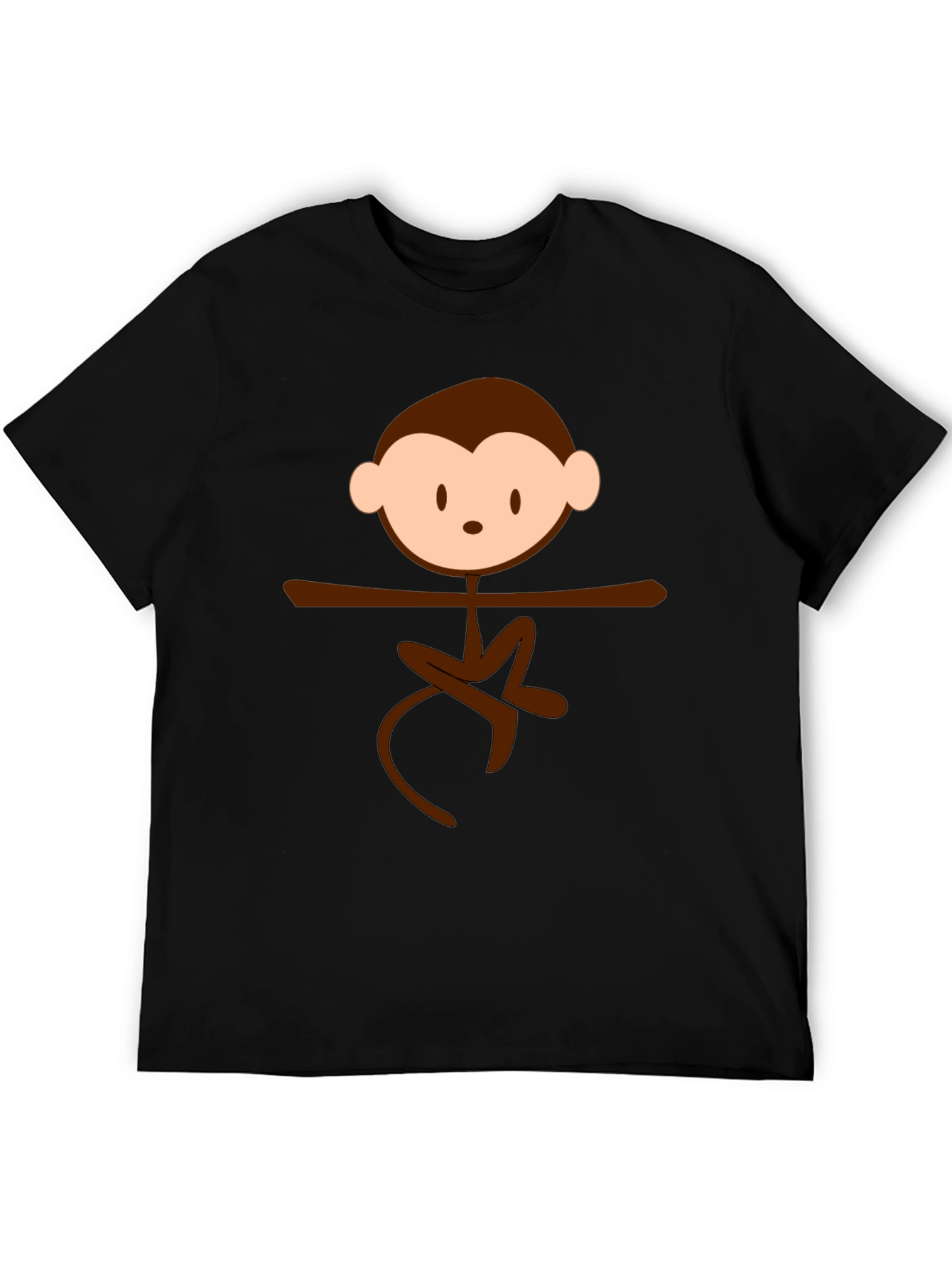 Monkey Cartoon Graphic Print Black T-Shirt