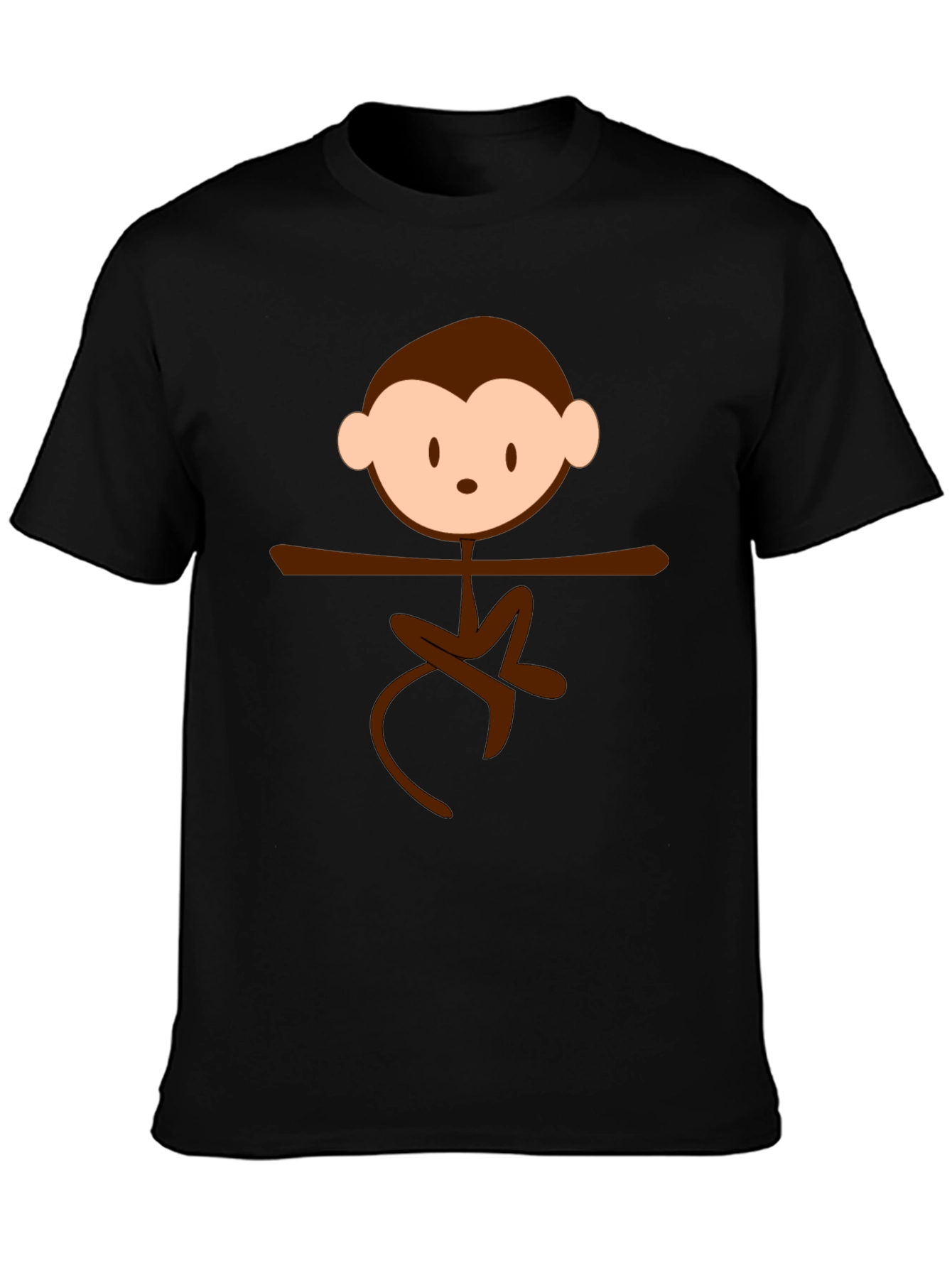 Monkey Cartoon Graphic Print Black T-Shirt