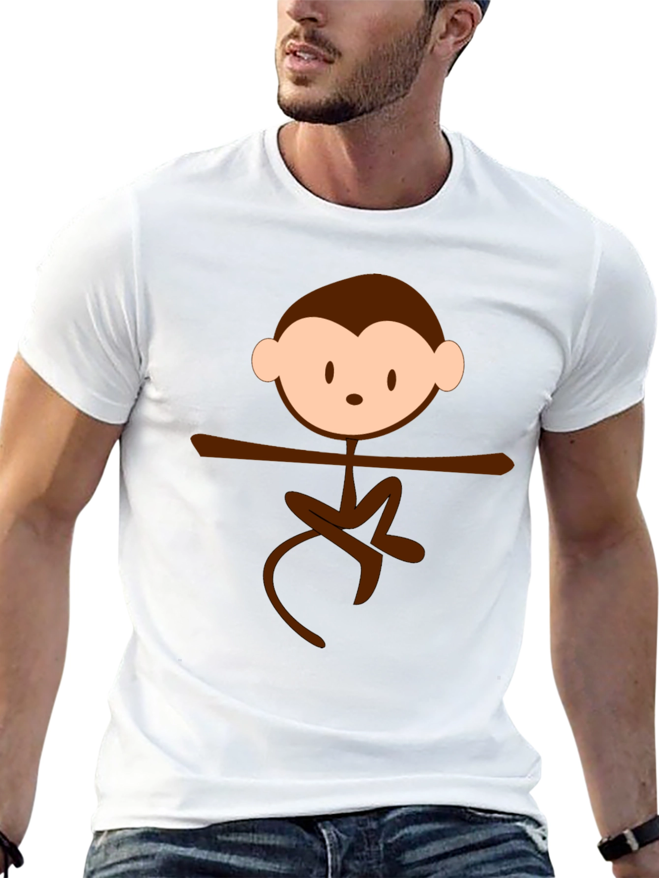 Monkey Cartoon Graphic Print Black T-Shirt