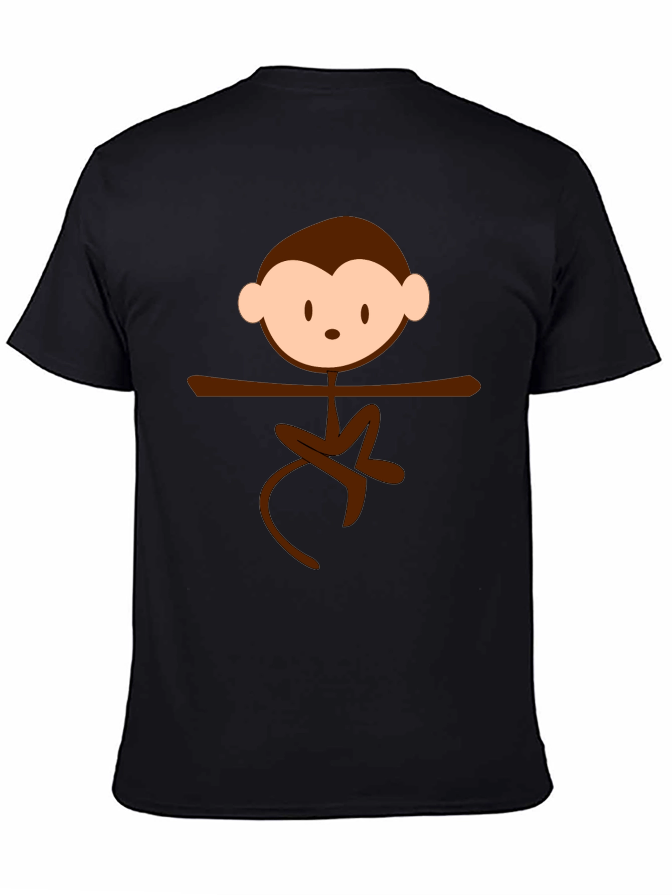 Monkey Cartoon Graphic Print Black T-Shirt