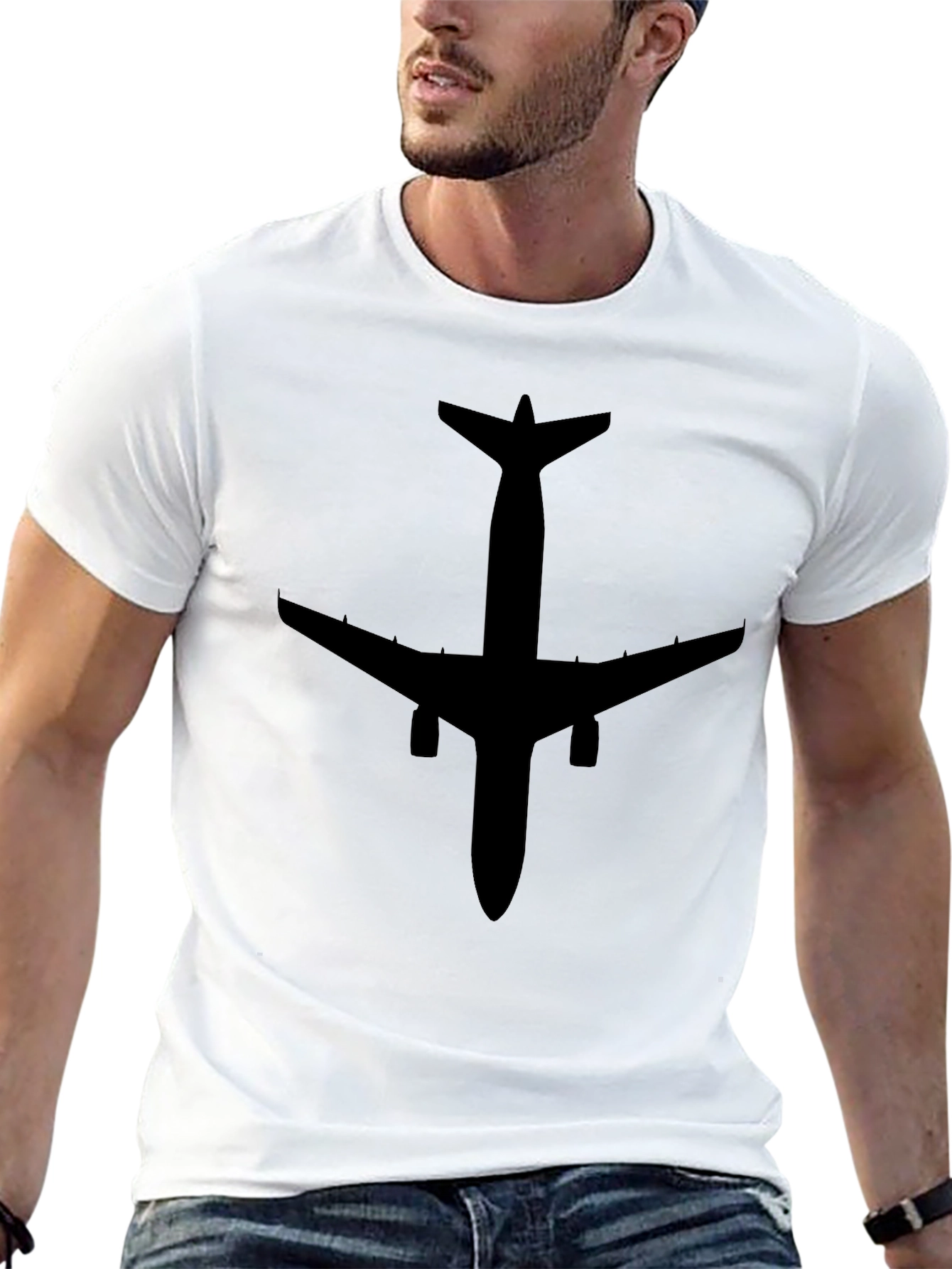 Airplane Silhouette Black T-Shirt | Aviation Enthusiast Tee
