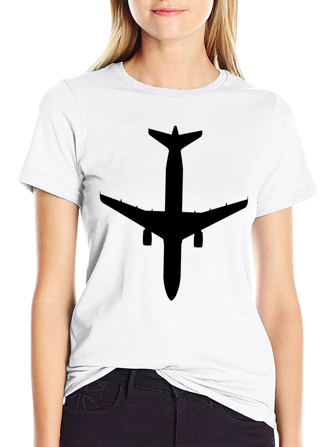 Airplane Silhouette Black T-Shirt | Aviation Enthusiast Tee