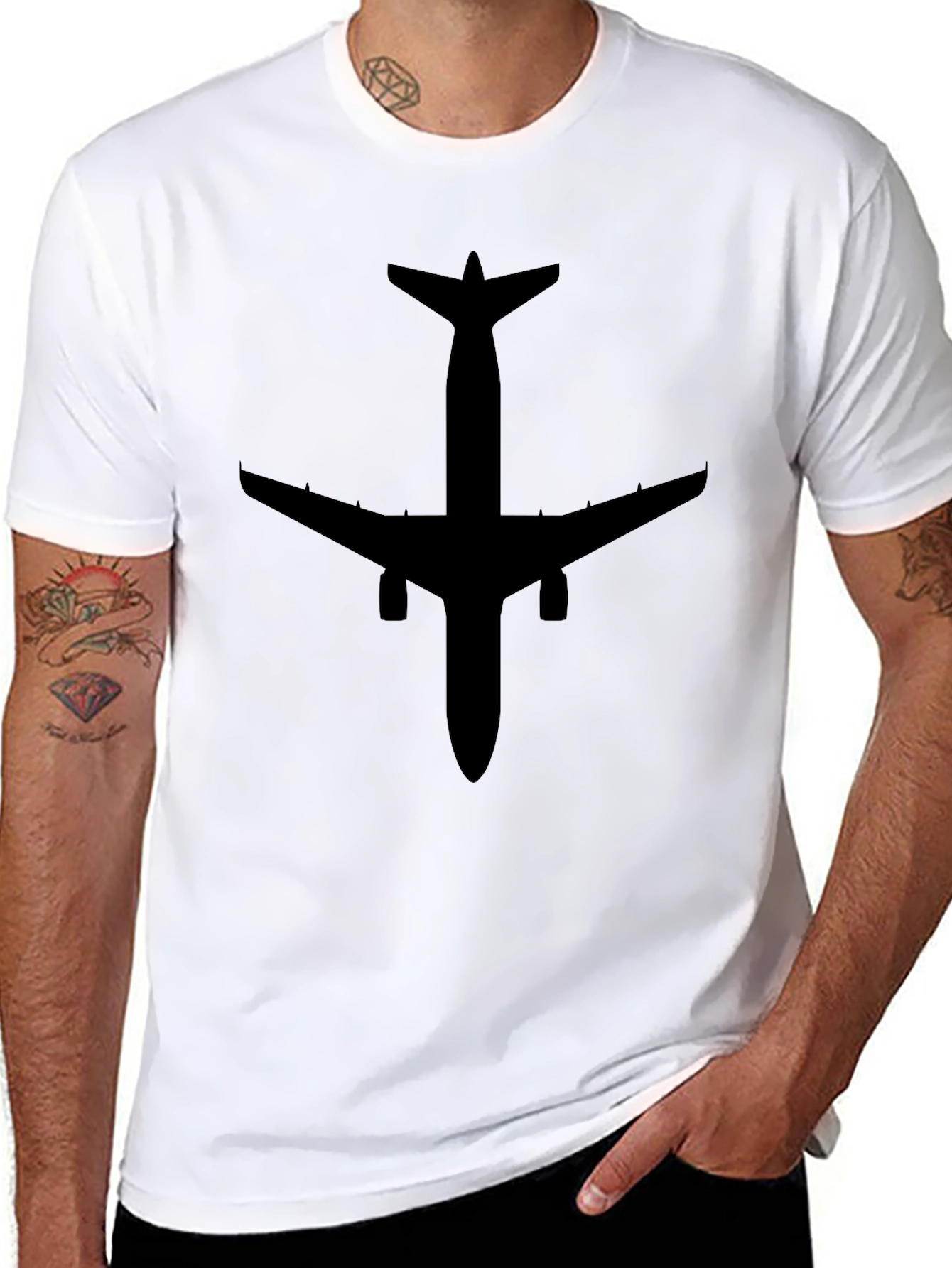 Airplane Silhouette Black T-Shirt | Aviation Enthusiast Tee