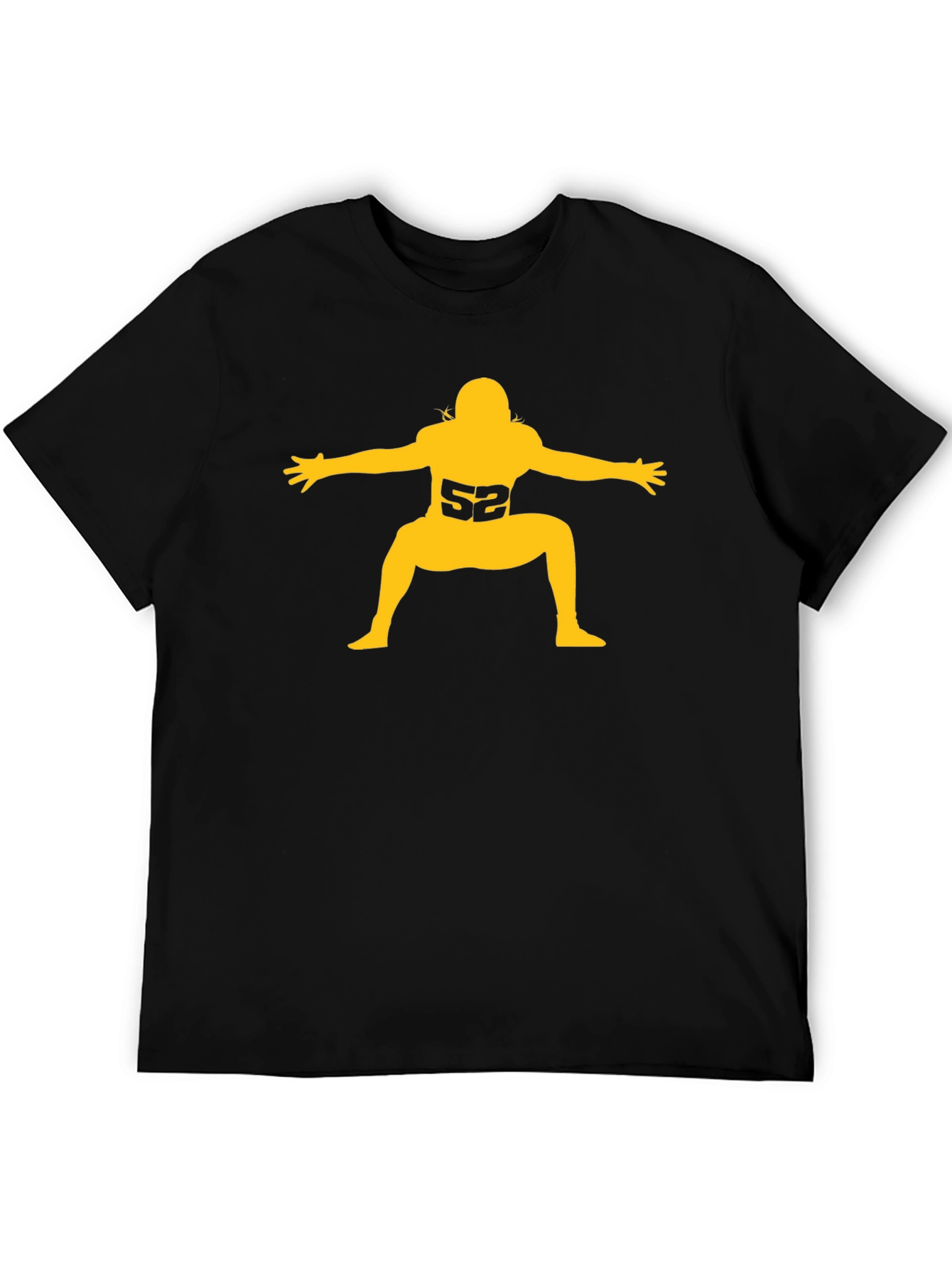 Football Player #52 Graphic Tee - Black Cotton T-Shirt