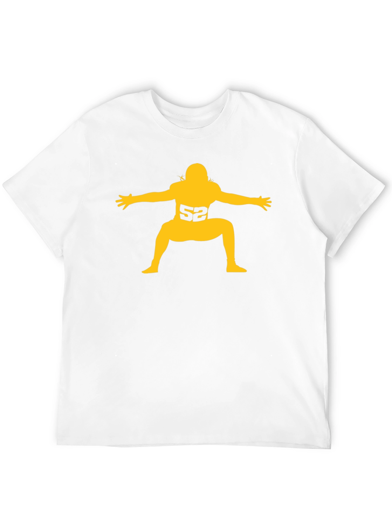 Football Player #52 Graphic Tee - Black Cotton T-Shirt