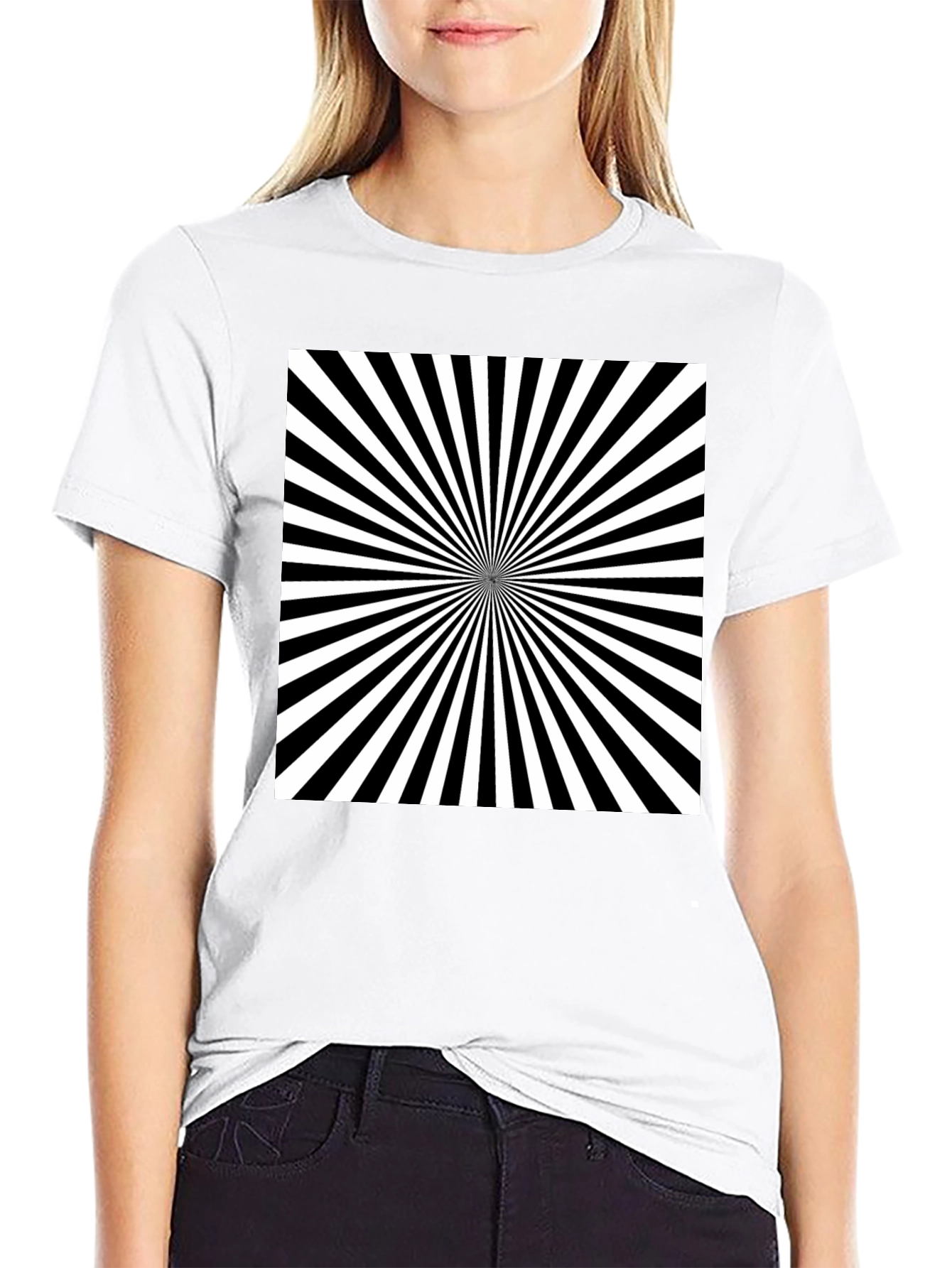 Hypnotic Black & White Optical Illusion Graphic Tee