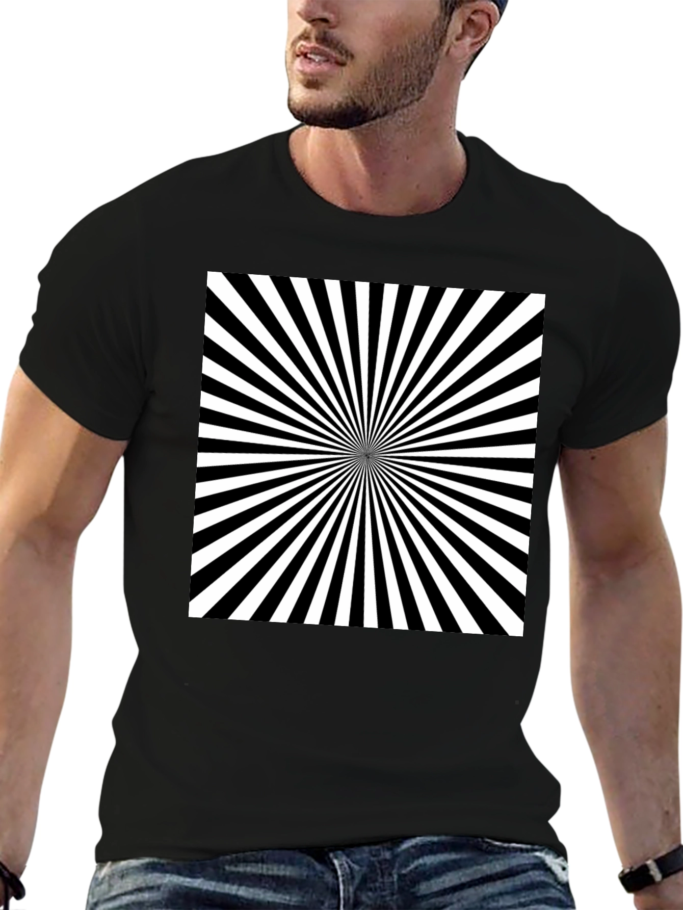 Hypnotic Black & White Optical Illusion Graphic Tee