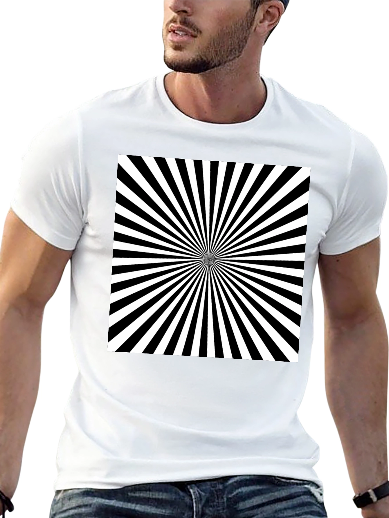 Hypnotic Black & White Optical Illusion Graphic Tee