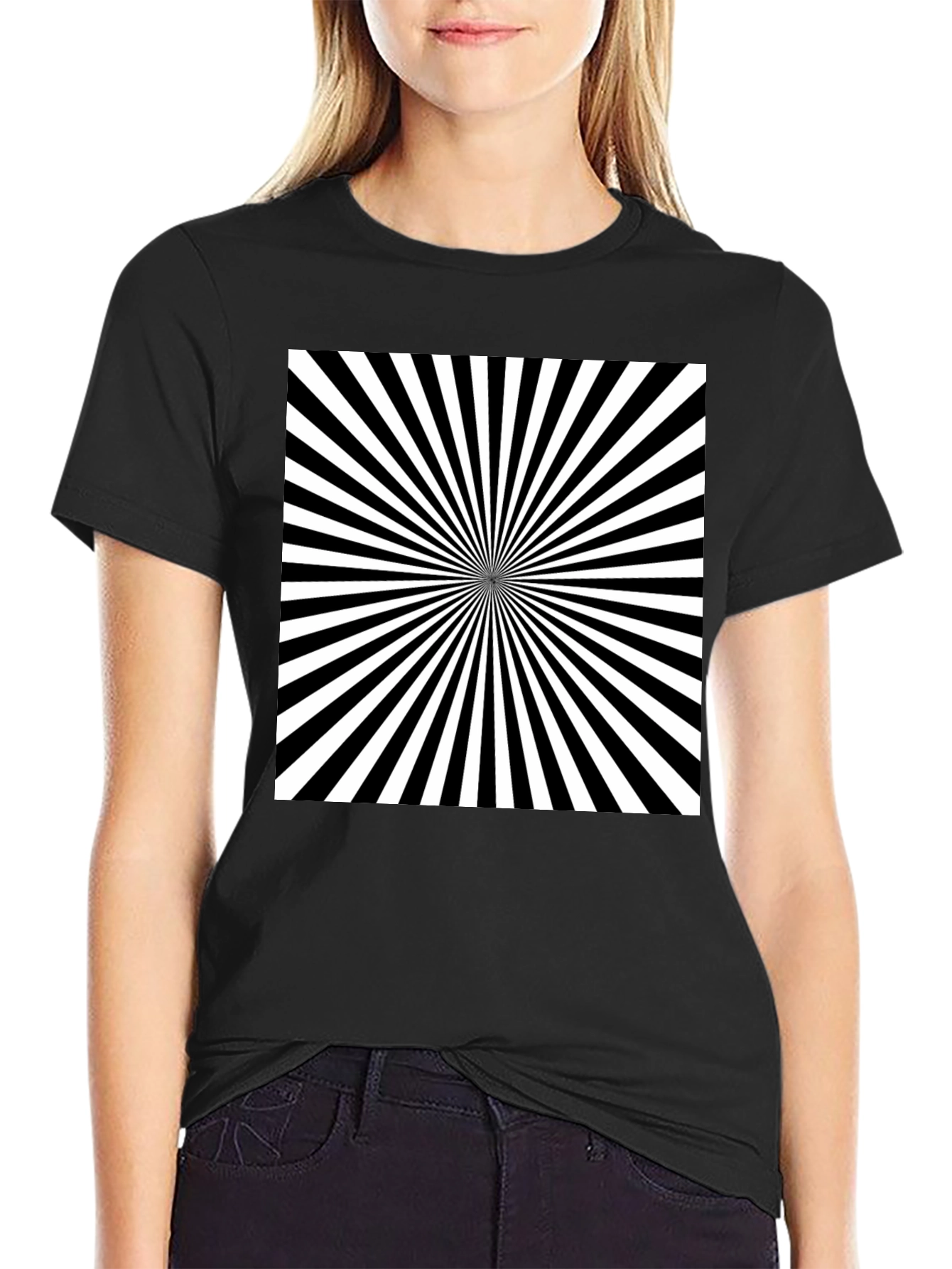 Hypnotic Black & White Optical Illusion Graphic Tee